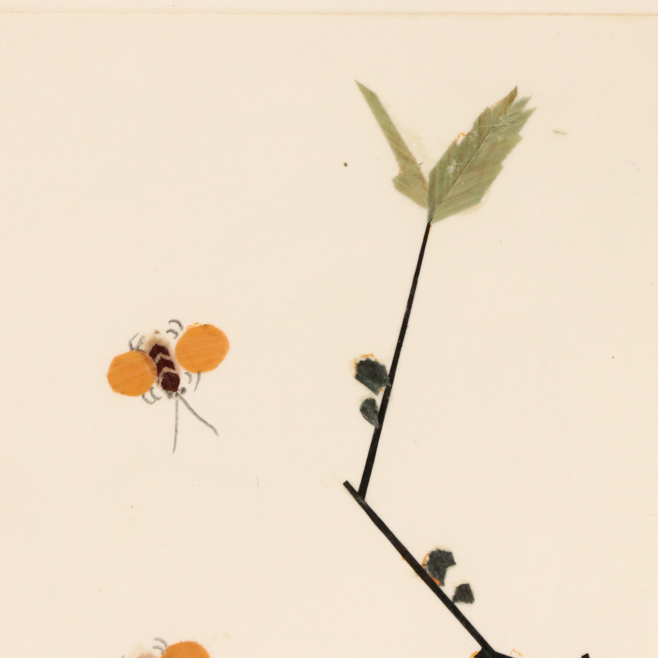 East Asian Collages of Insects, Bird, and Vegetation, 20th Century