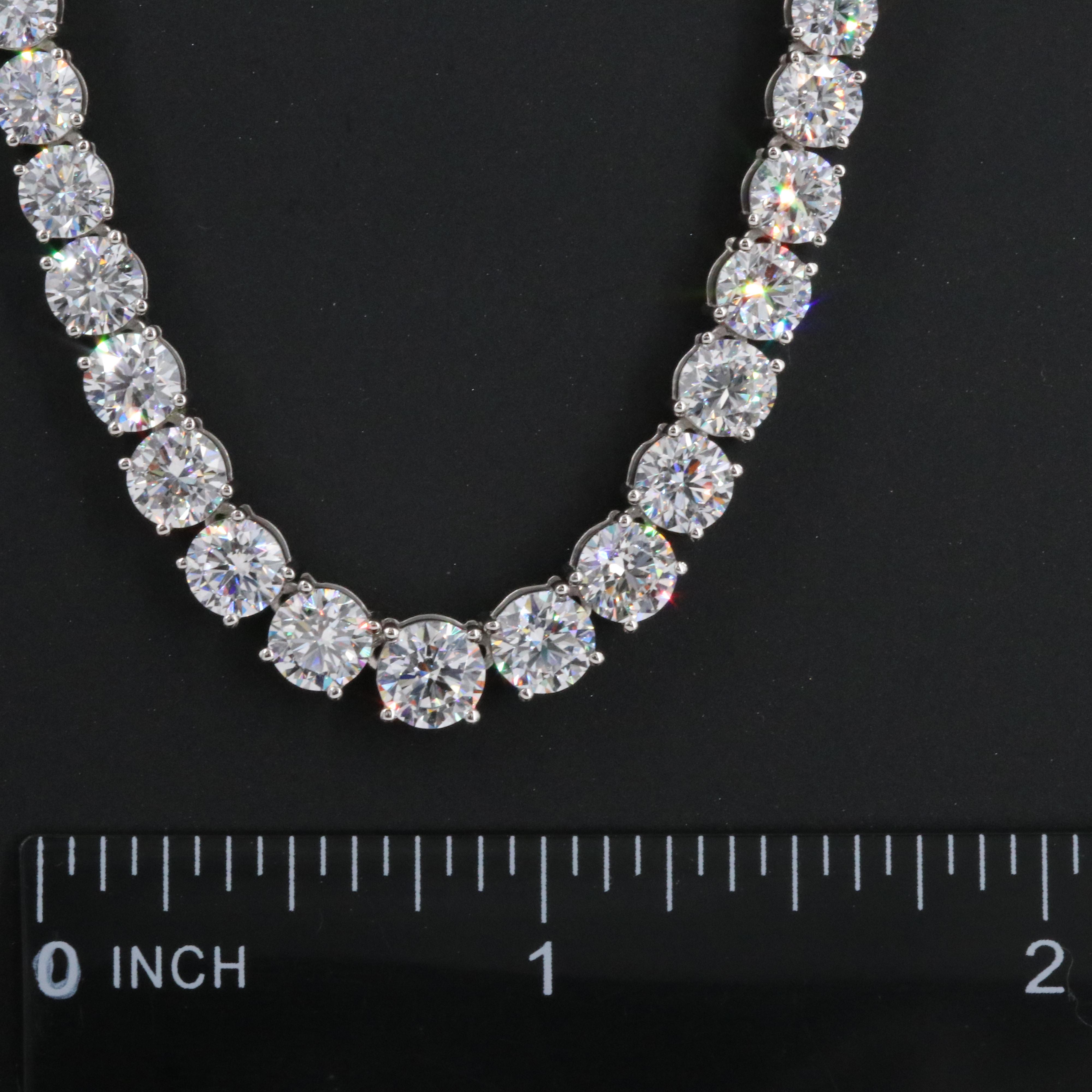 Platinum 24.12 CTW Lab Grown Diamond Graduated Riviera Necklace
