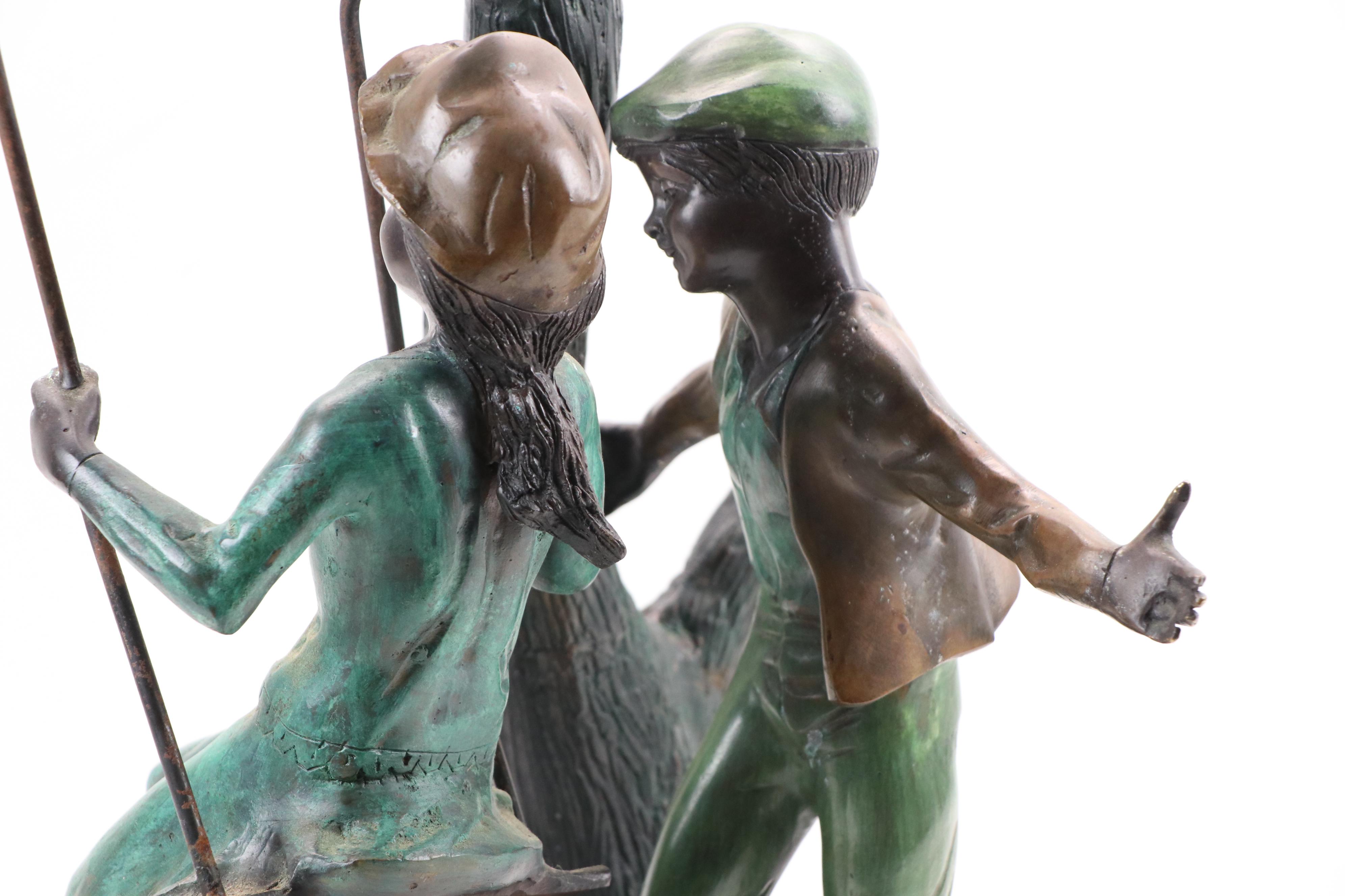 Cast Bronze Sculpture of Children and Swing, Early 20th Century