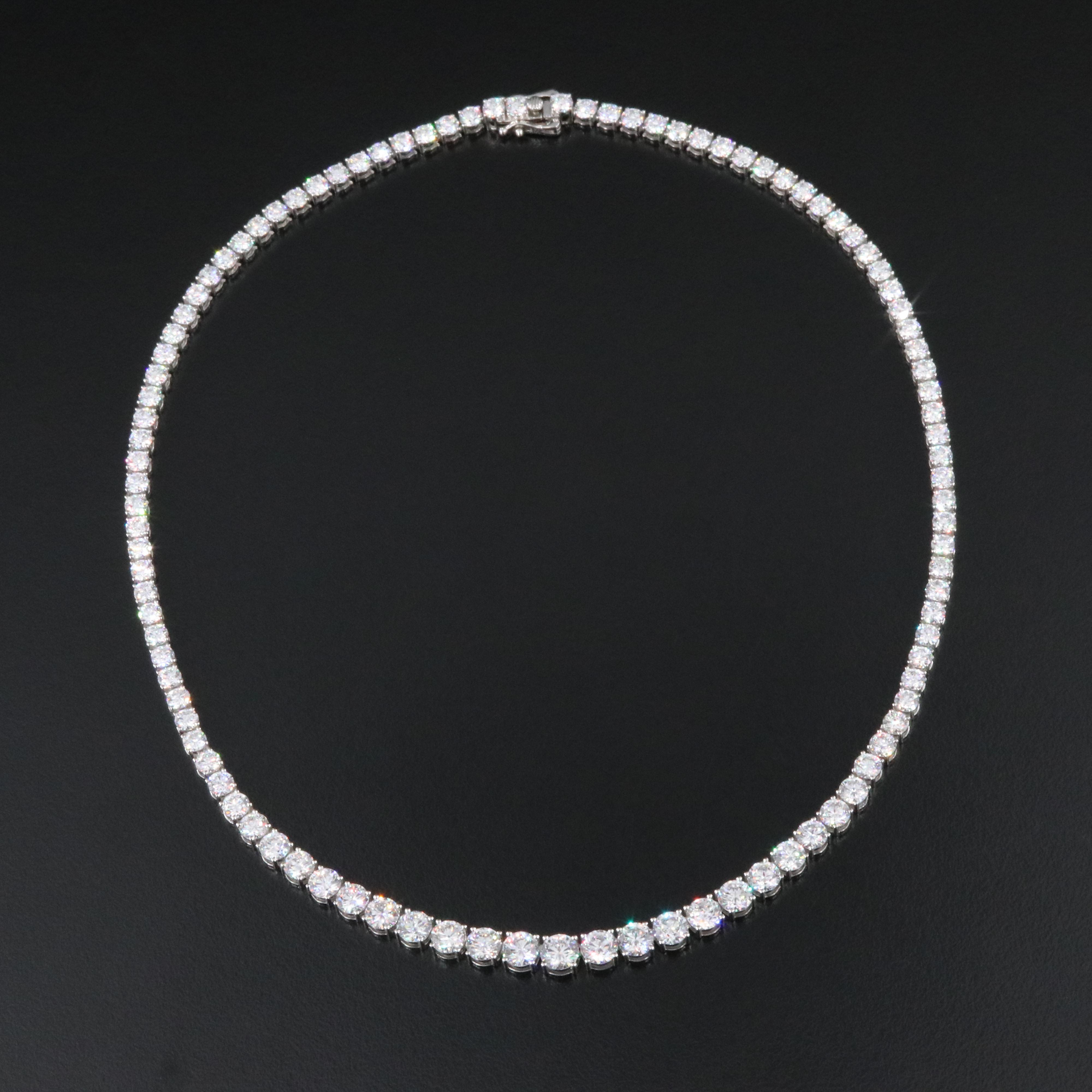 Platinum 24.12 CTW Lab Grown Diamond Graduated Riviera Necklace
