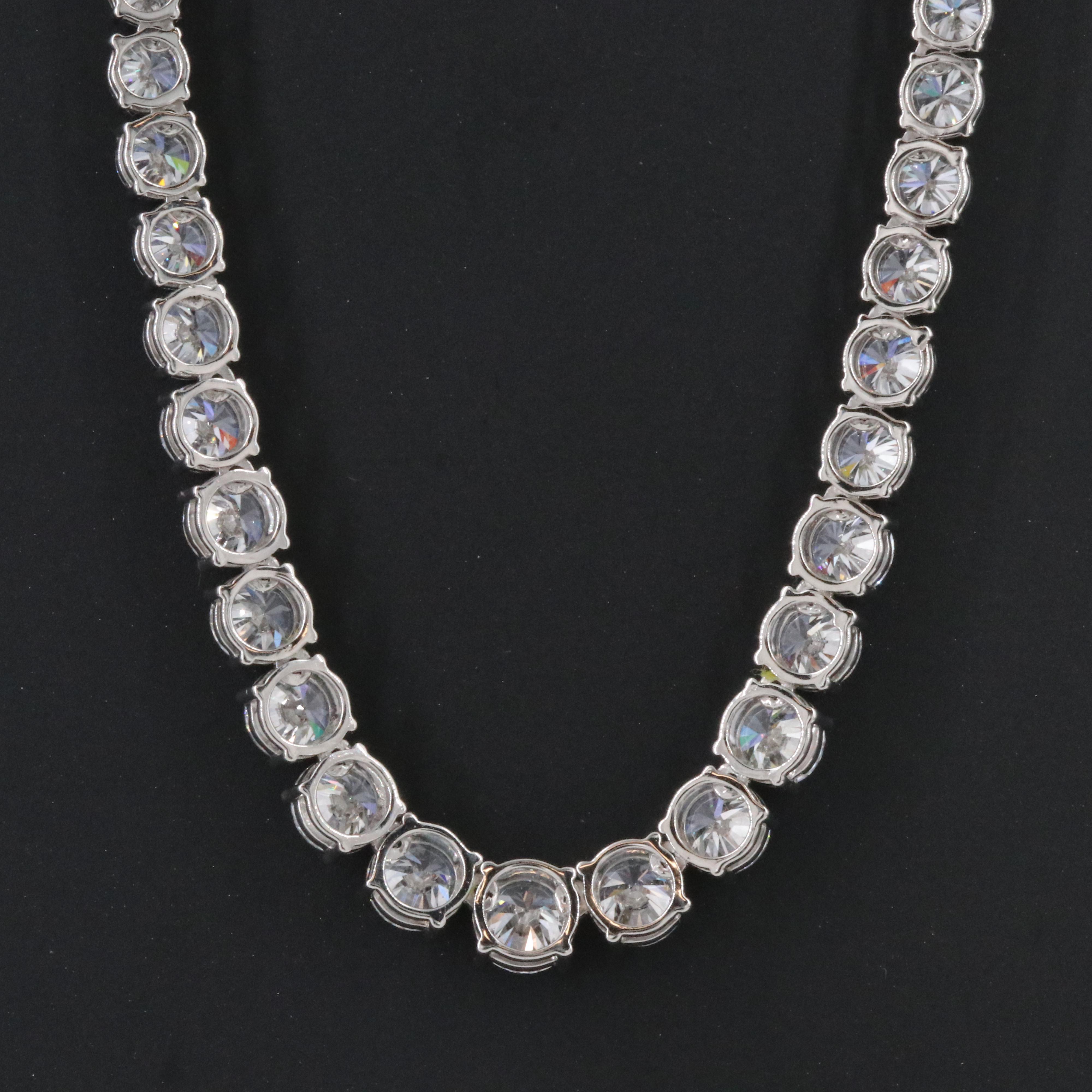 Platinum 24.12 CTW Lab Grown Diamond Graduated Riviera Necklace