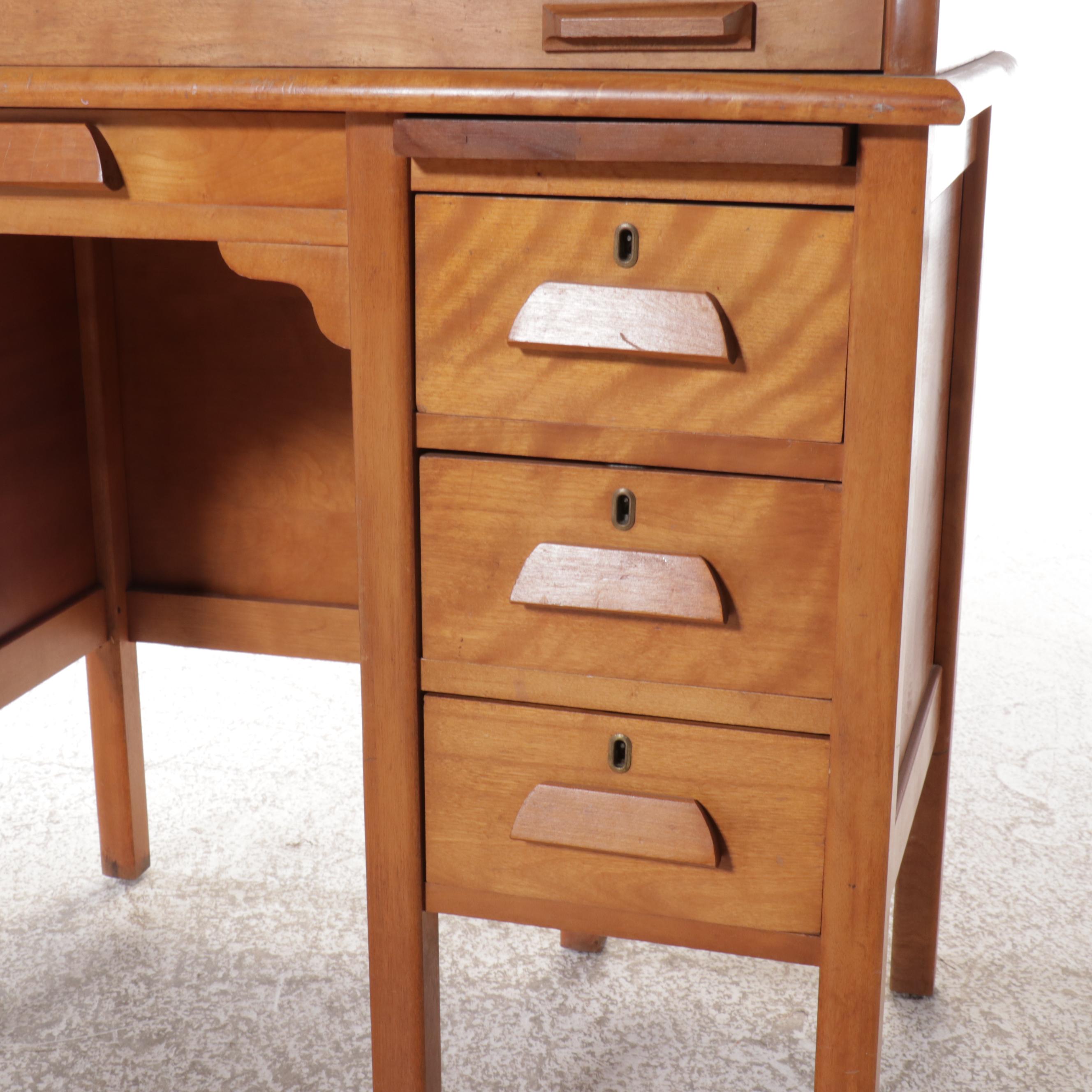 Traditional Style Children's Cherry Roll-Top Desk