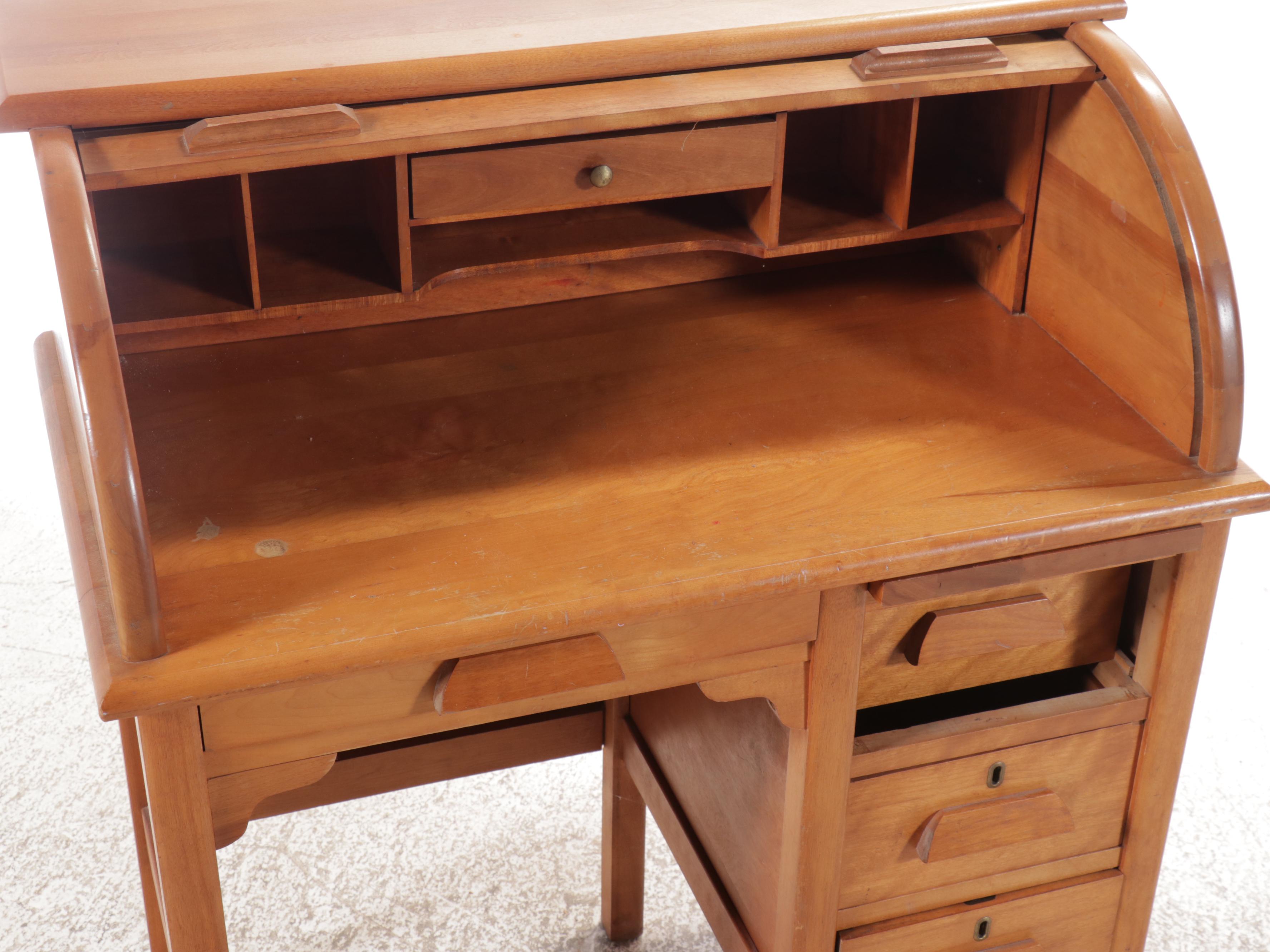Traditional Style Children's Cherry Roll-Top Desk