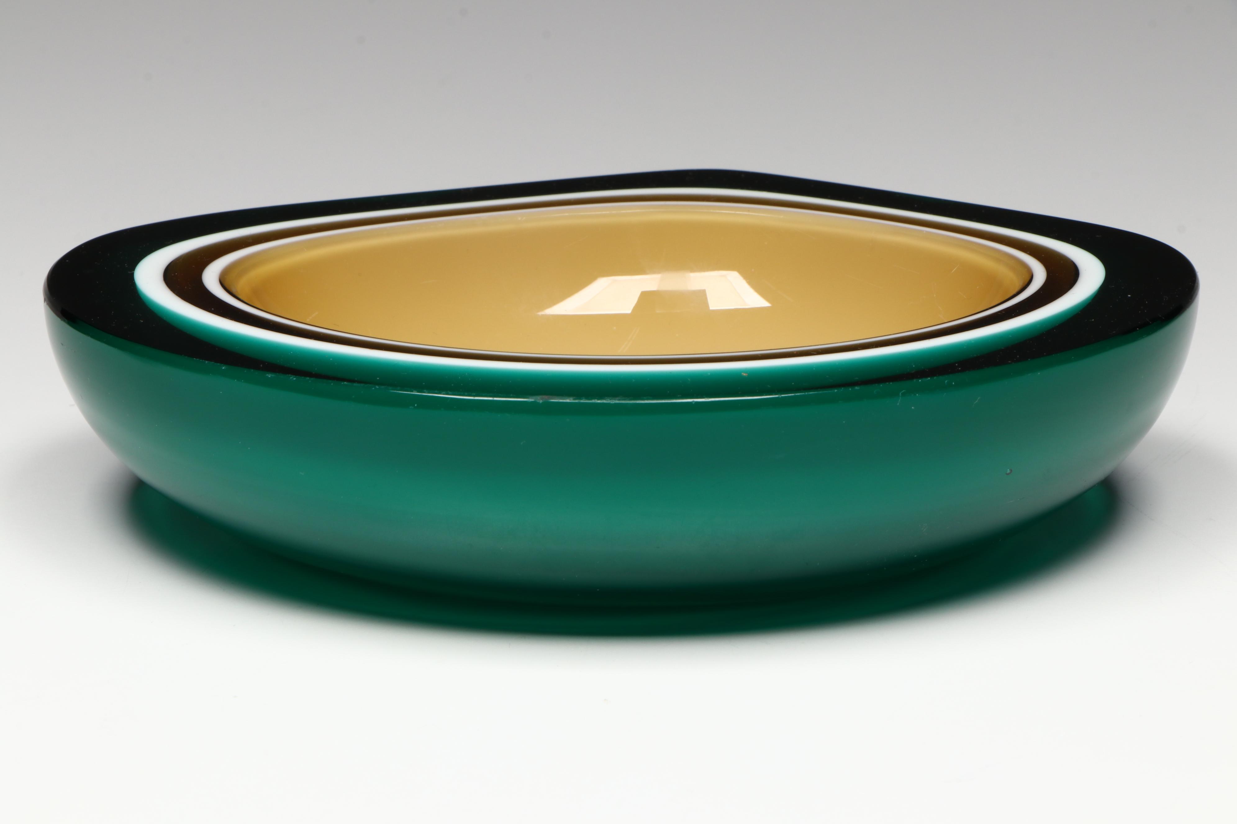 Murano Seguso-Poli Style Sommerso Art Glass Bowls