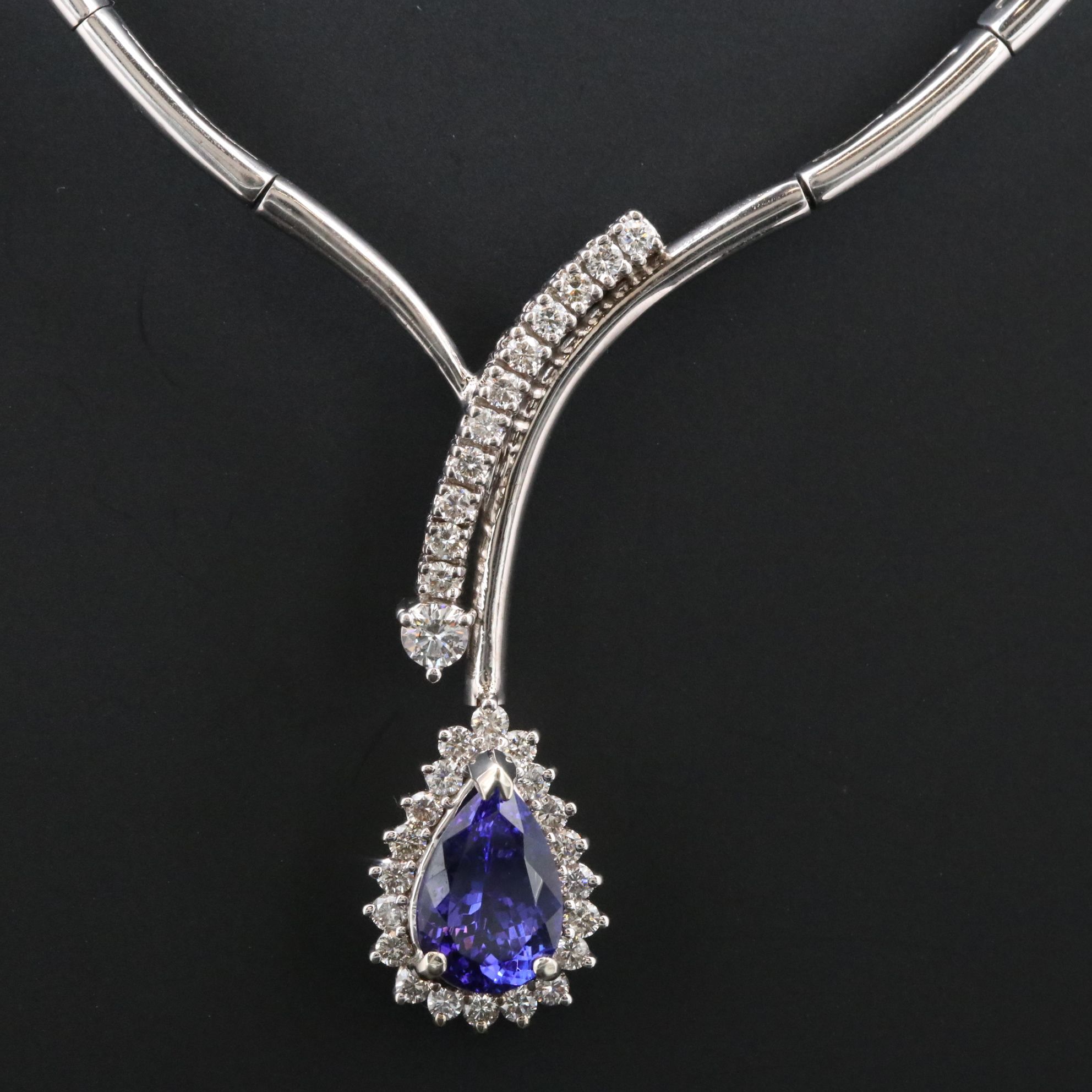 14K 3.50 CT Tanzanite and 1.10 CTW Diamond Segmented Necklace
