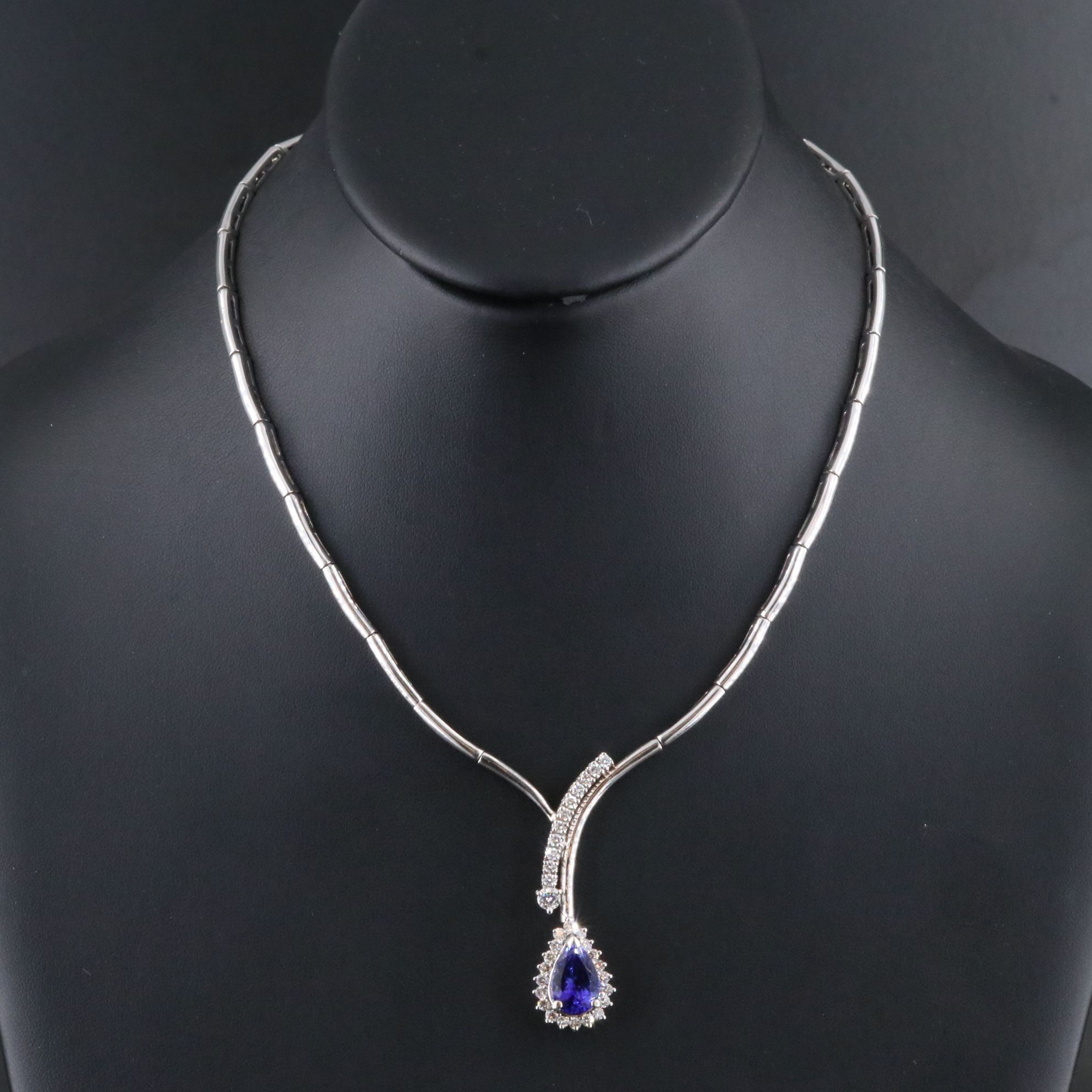 14K 3.50 CT Tanzanite and 1.10 CTW Diamond Segmented Necklace