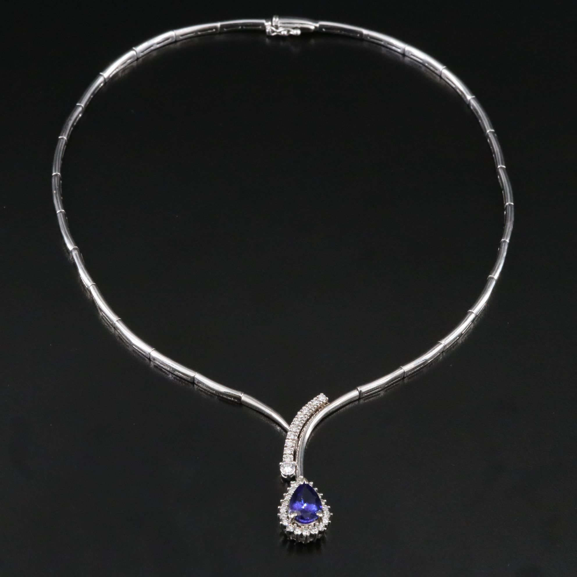 14K 3.50 CT Tanzanite and 1.10 CTW Diamond Segmented Necklace