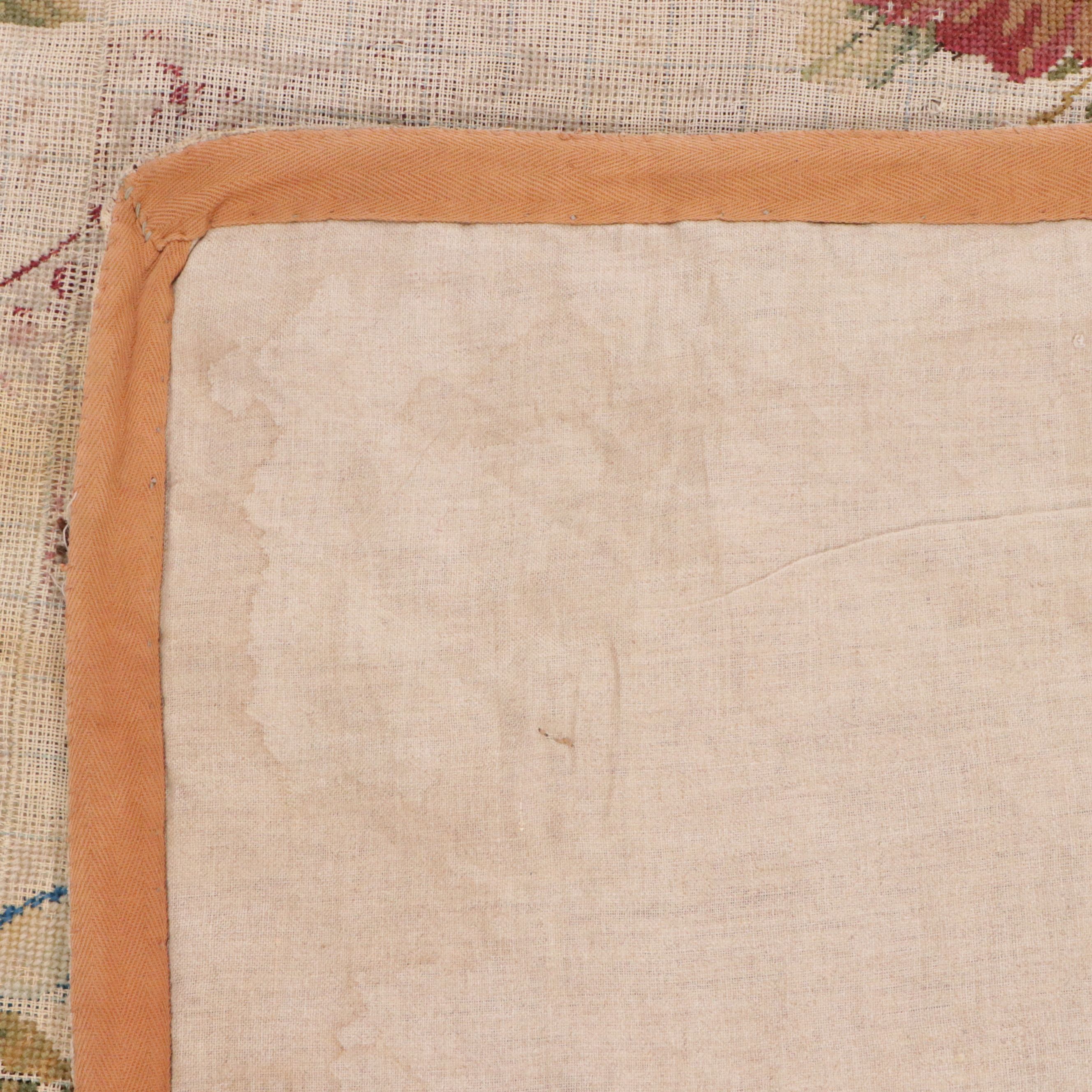 7'8 x 8'8 Handmade English Floral Needlepoint Area Rug, Antique