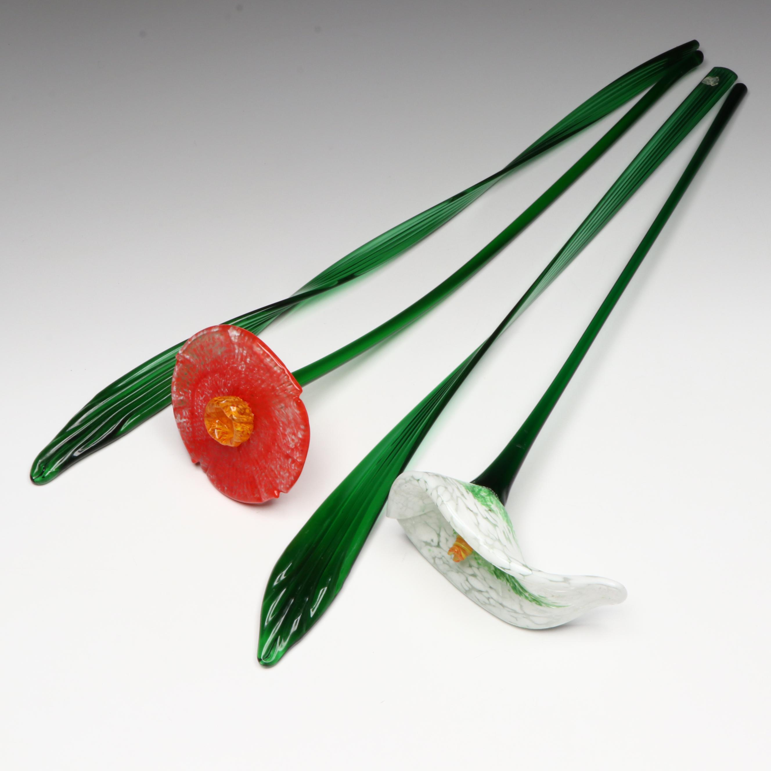 Handblown Glass Flowers with Harmonia Glass Seaweed Figures