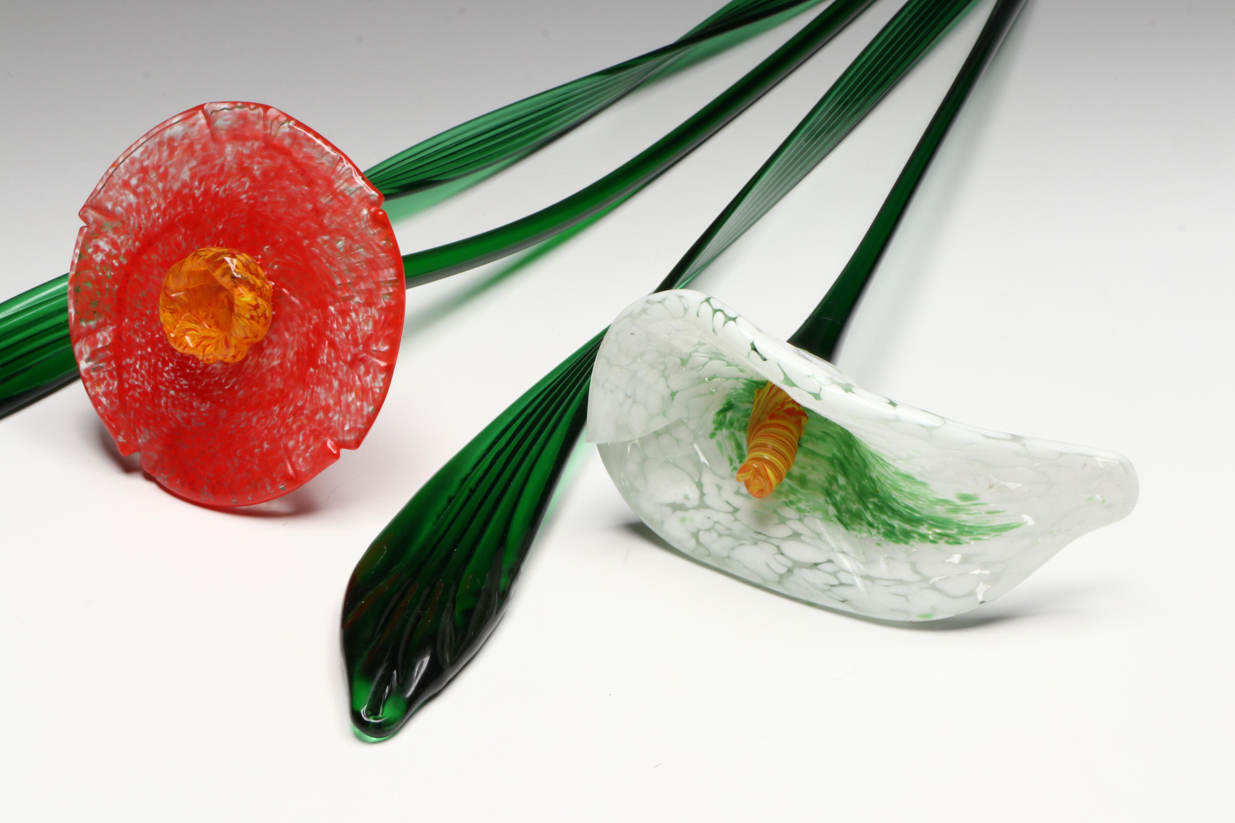 Handblown Glass Flowers with Harmonia Glass Seaweed Figures