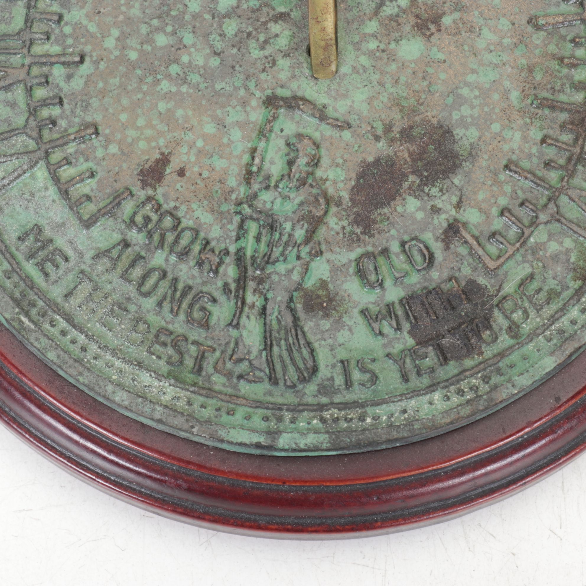 Silvestri Doe and Fawn Statue with "Grow Old Along With Me" Brass Sundial