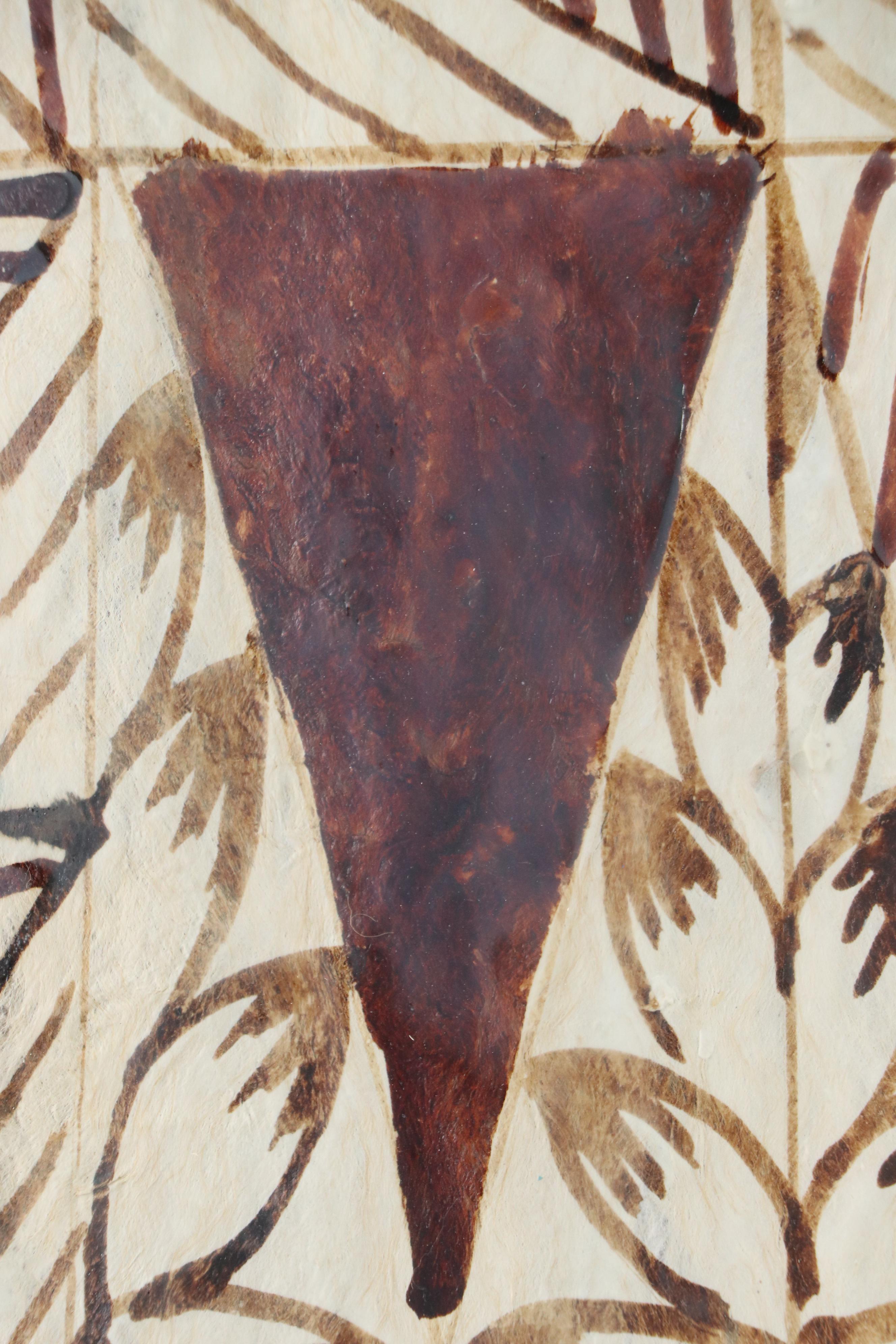 Tongalese Tapa Cloth with Geometric Ink Painting