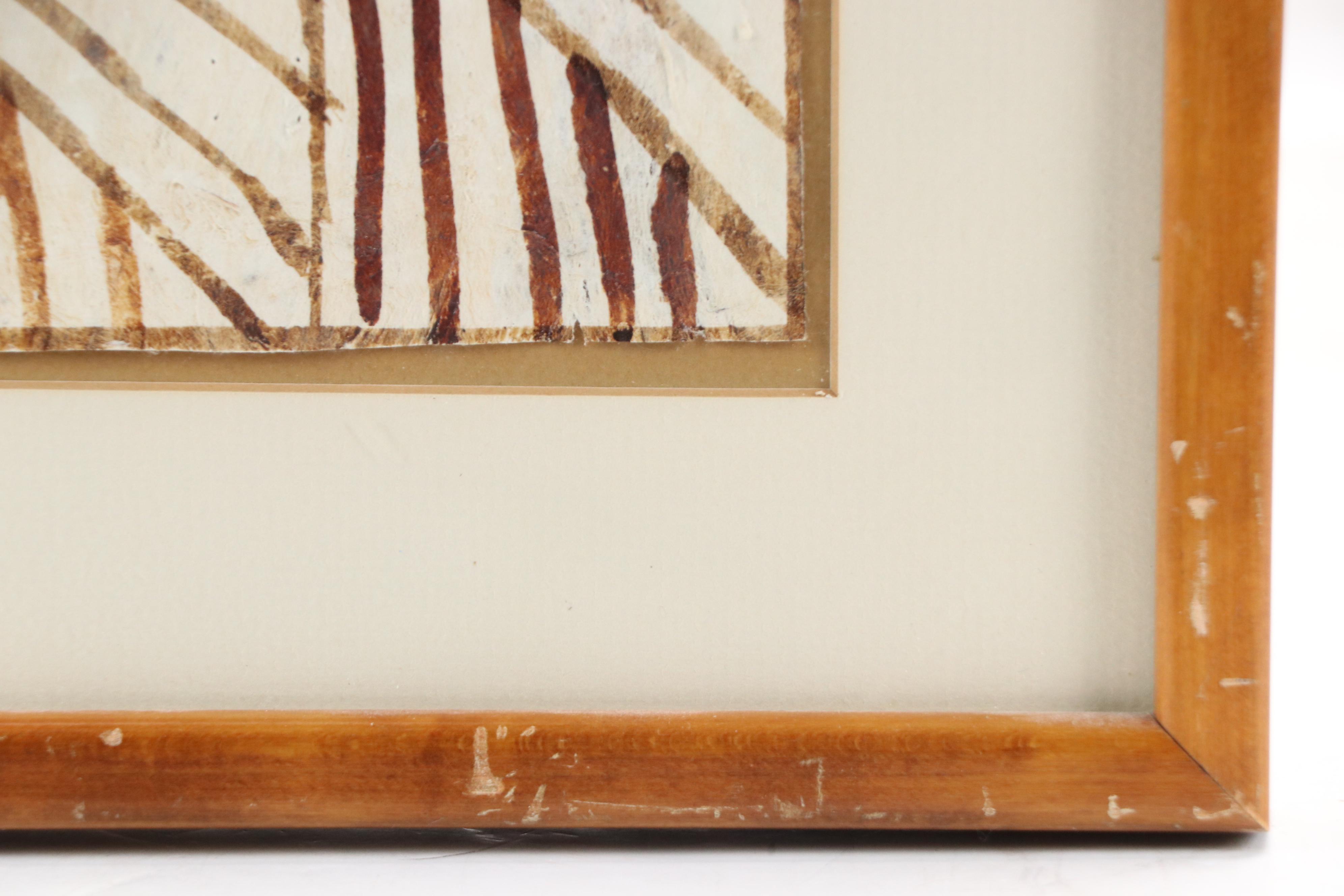 Tongalese Tapa Cloth with Geometric Ink Painting