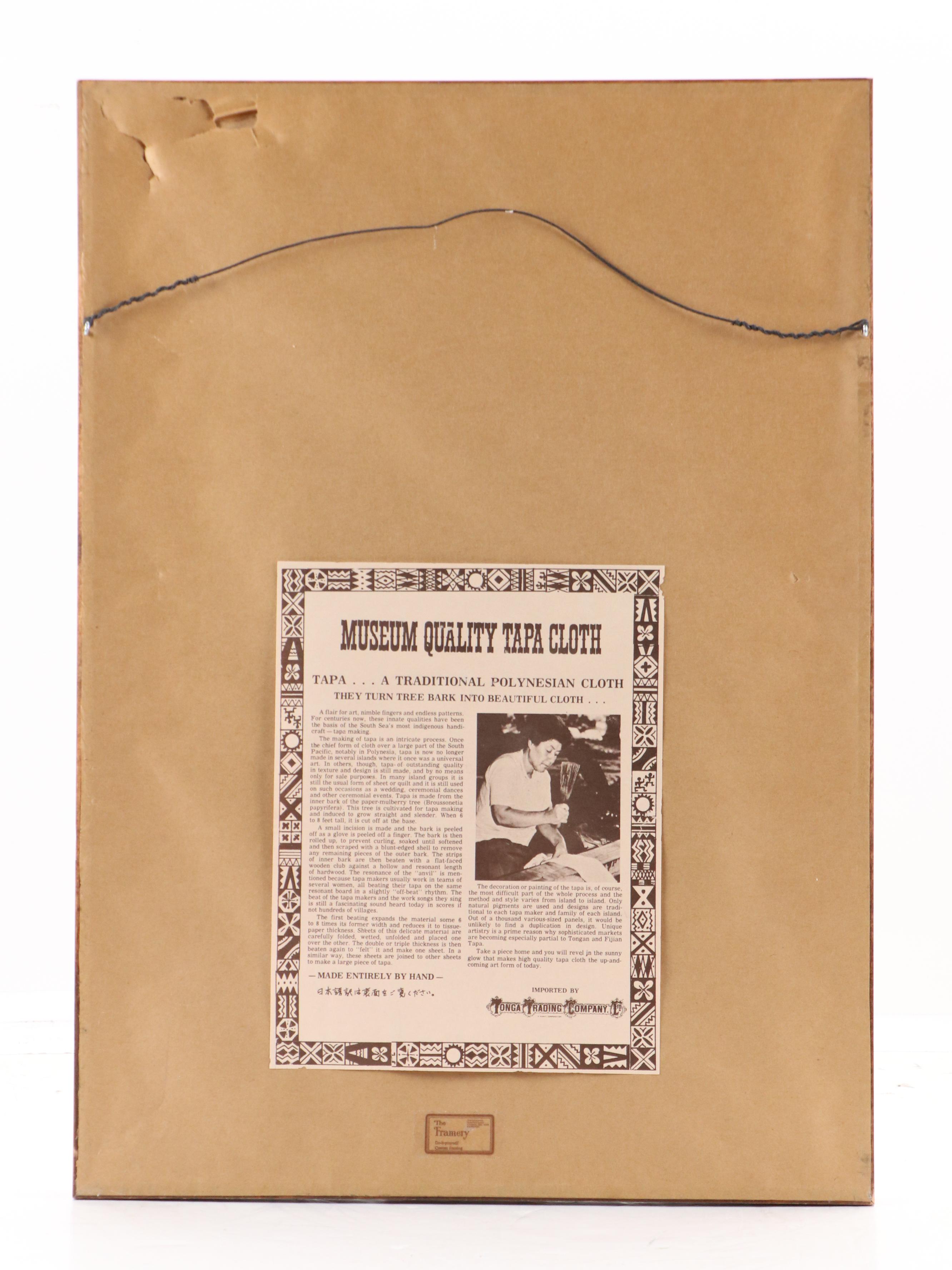 Tongalese Tapa Cloth with Geometric Ink Painting