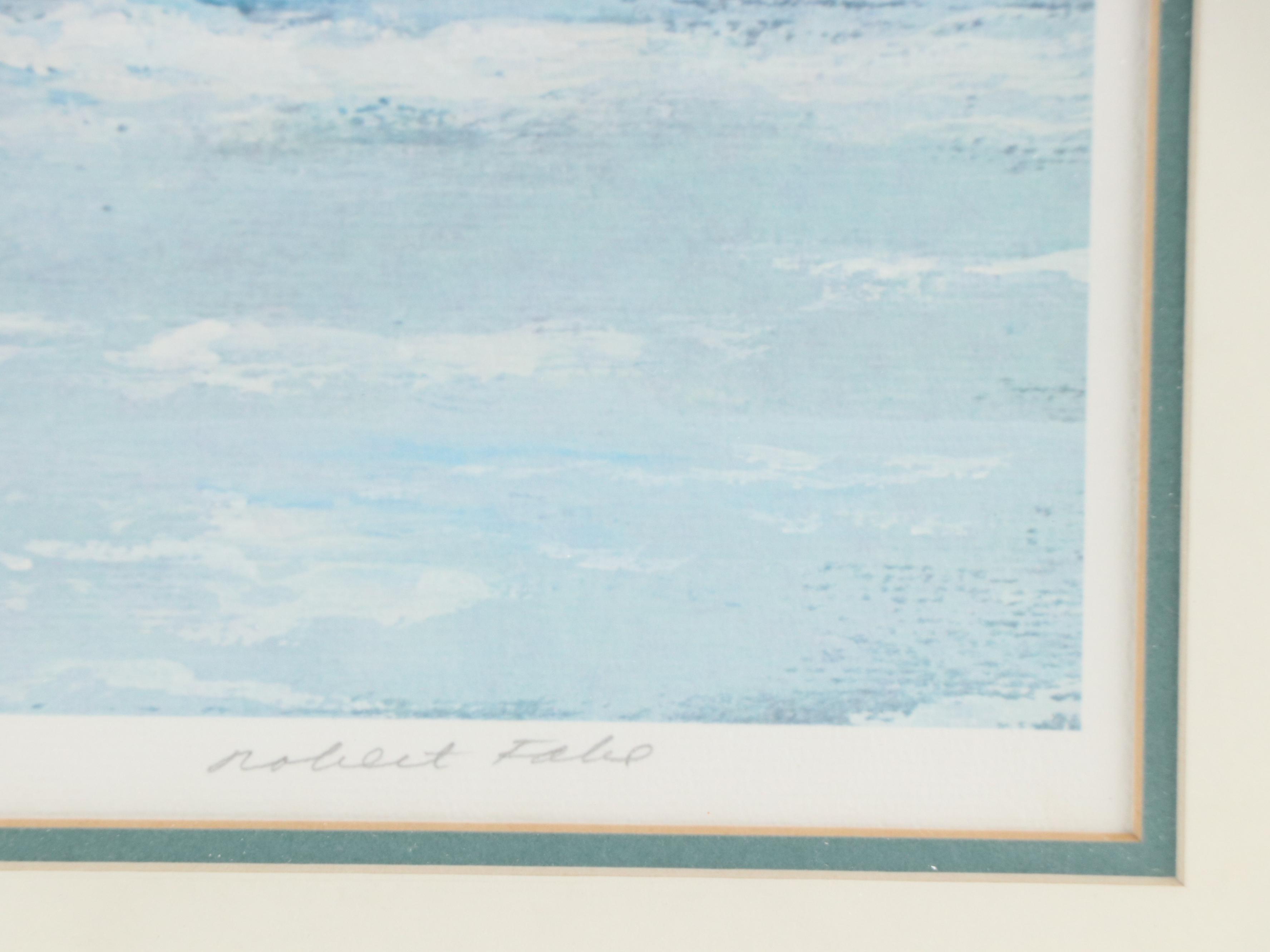 Robert Fabe Offset Lithograph "Launching the Dory," Mid-20th Century