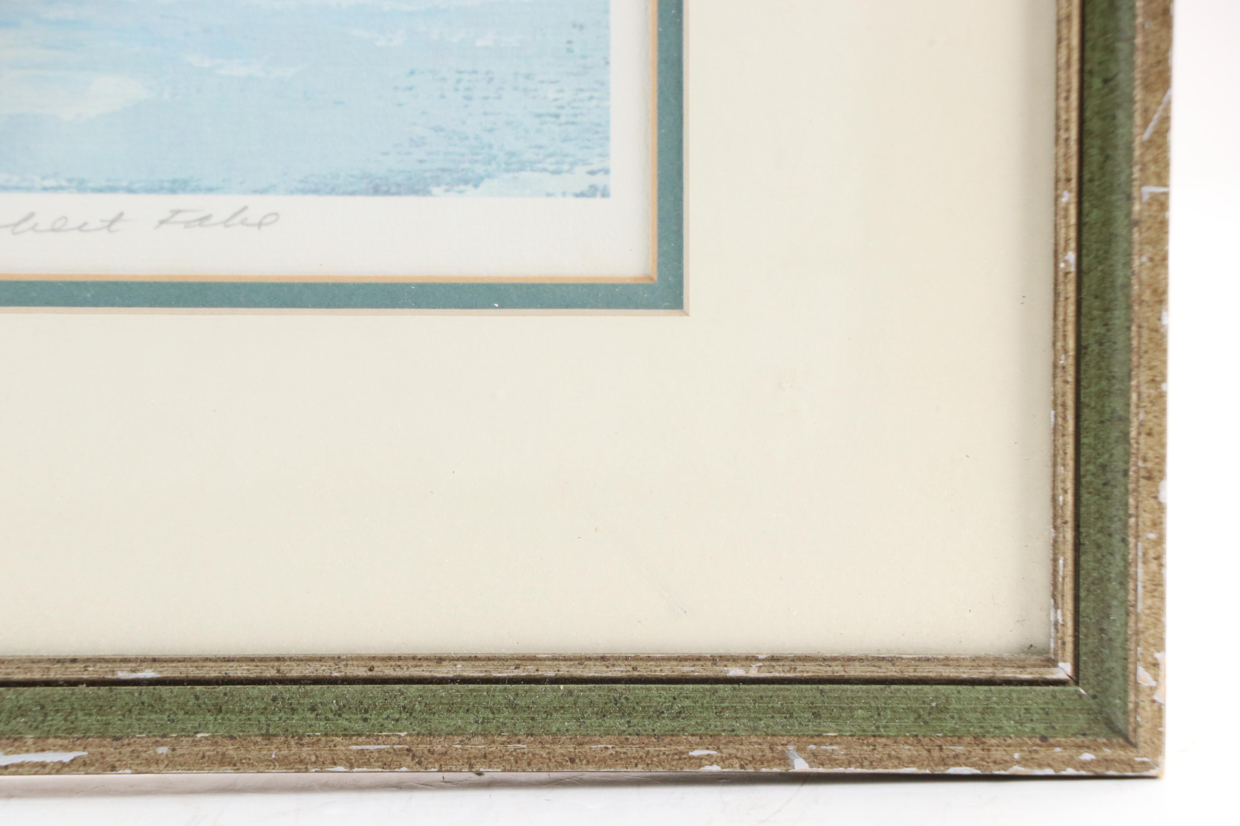 Robert Fabe Offset Lithograph "Launching the Dory," Mid-20th Century