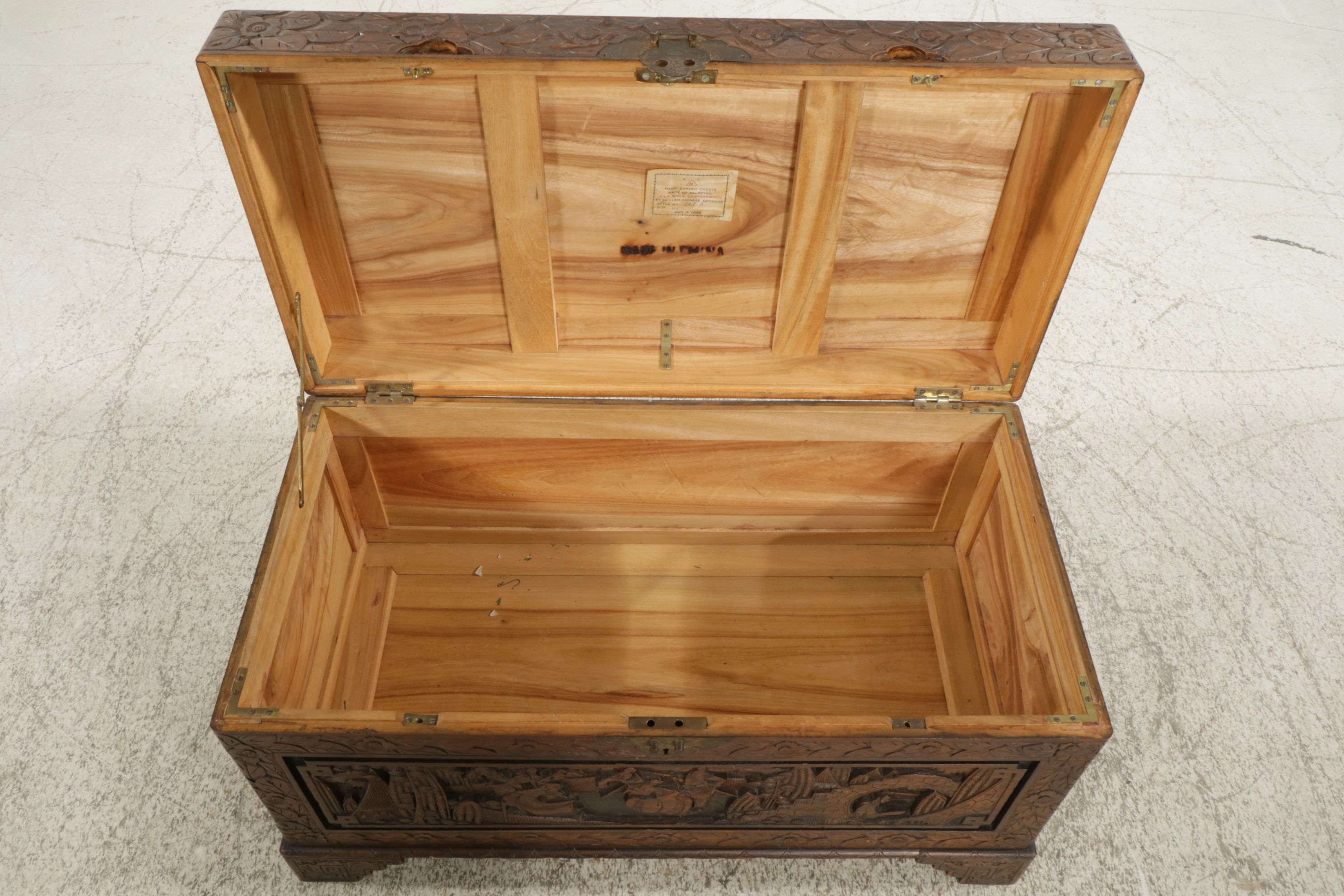 Chinese Carved Camphorwood Chest, Mid to Late 20th Century