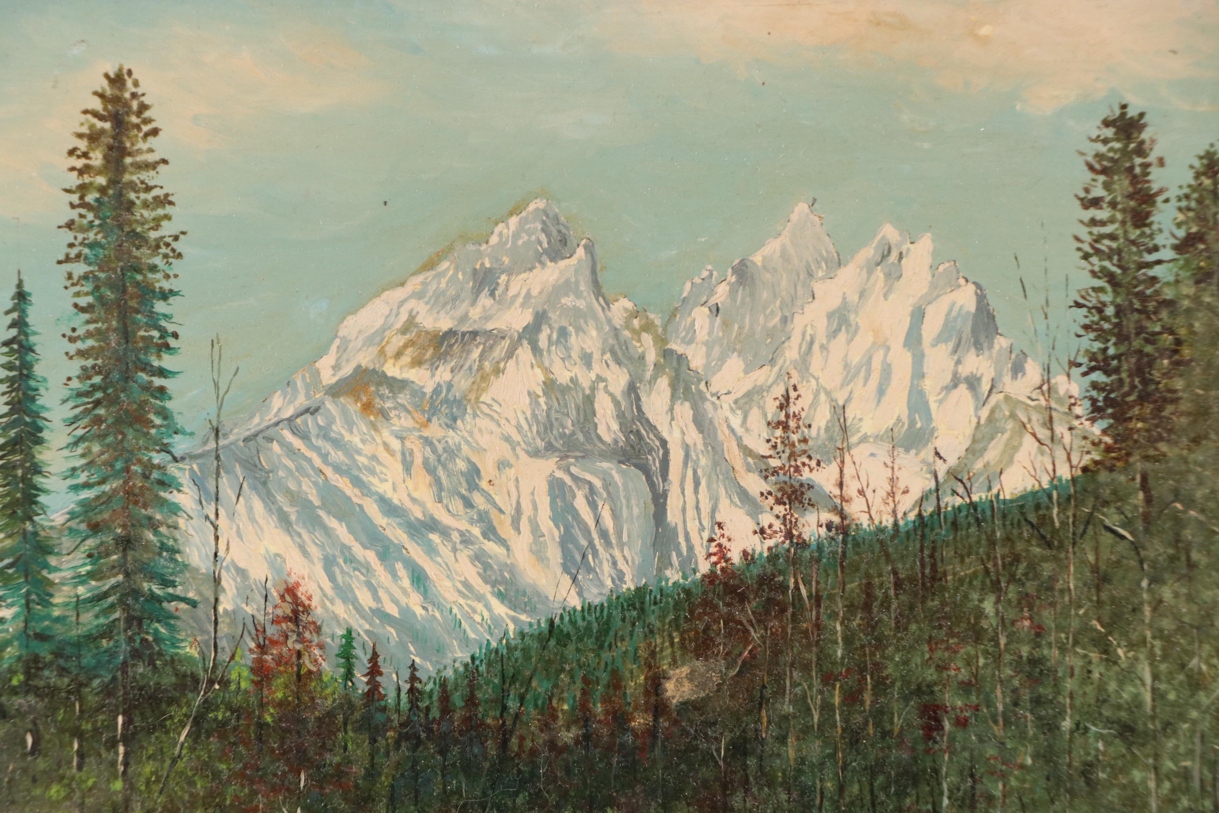 Oil Painting of Grand Teton National Park Landscape, 1963
