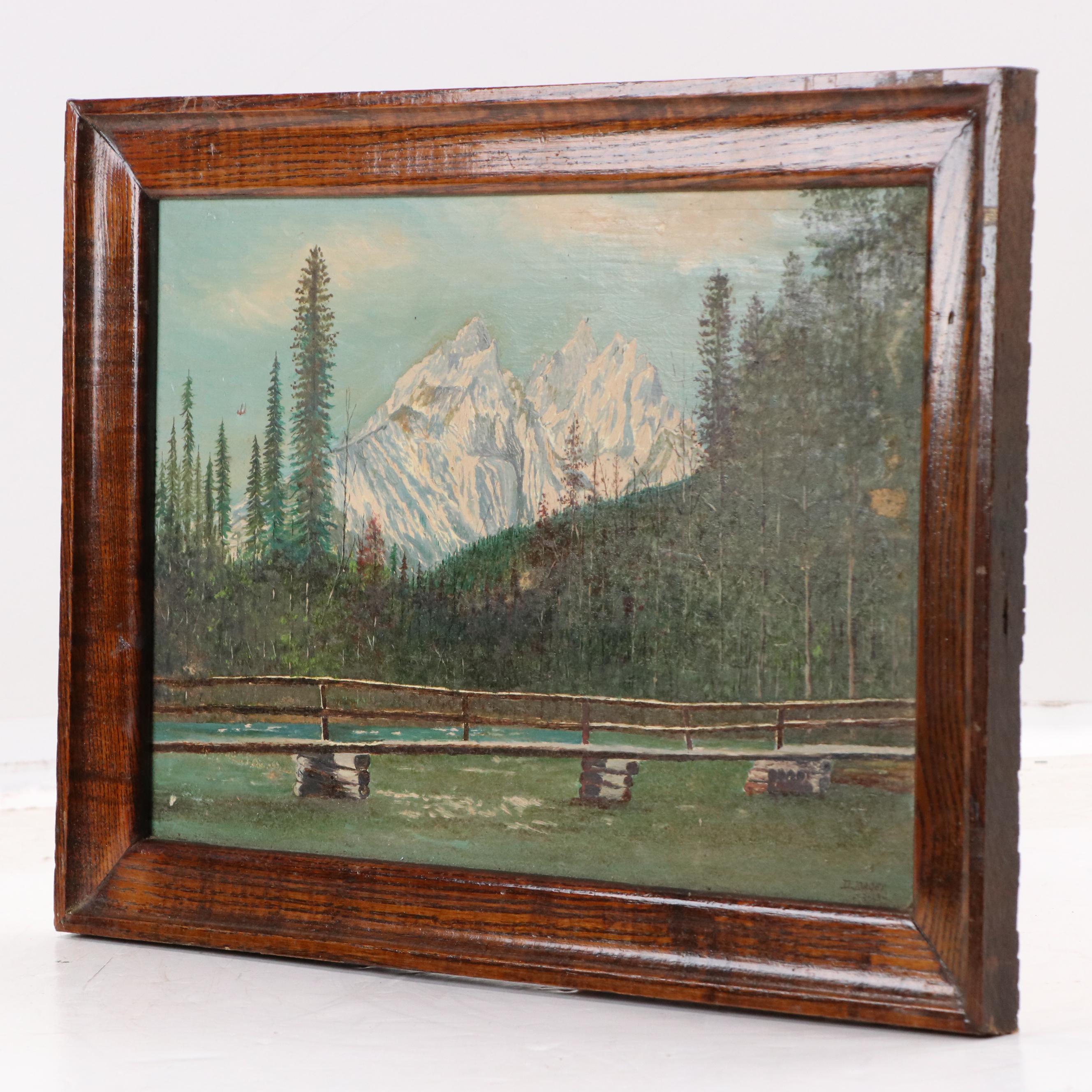 Oil Painting of Grand Teton National Park Landscape, 1963