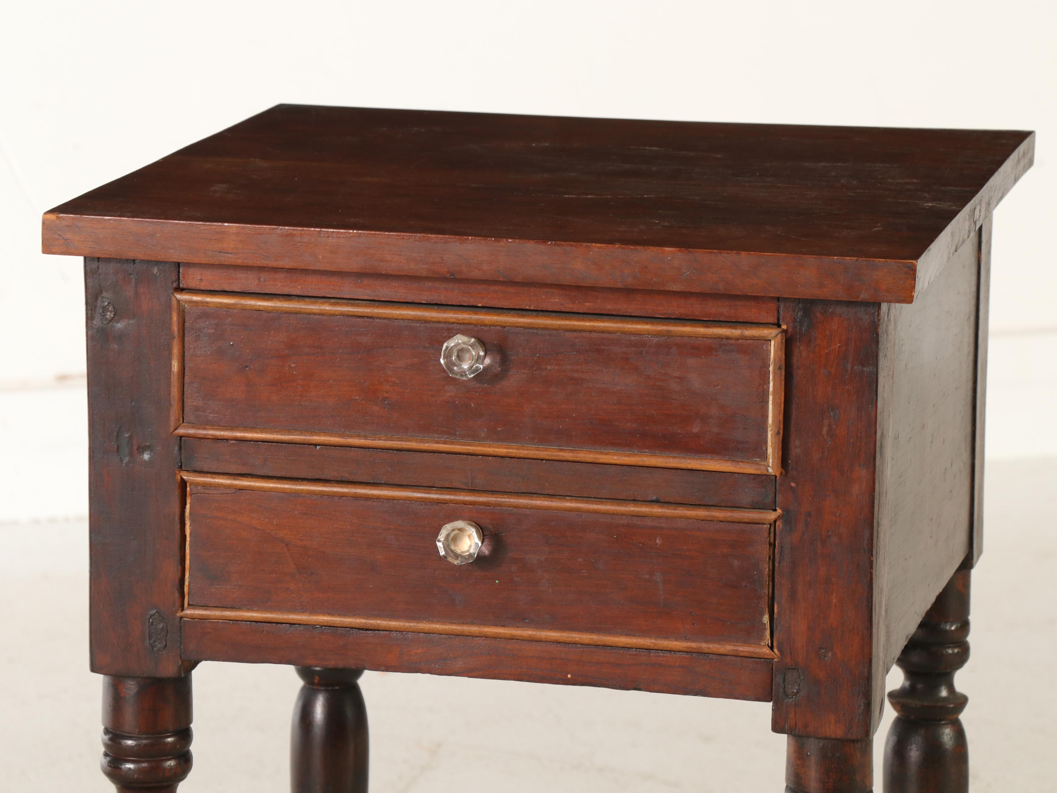 Sheraton Style Cherry Two-Drawer Stand, 19th Century
