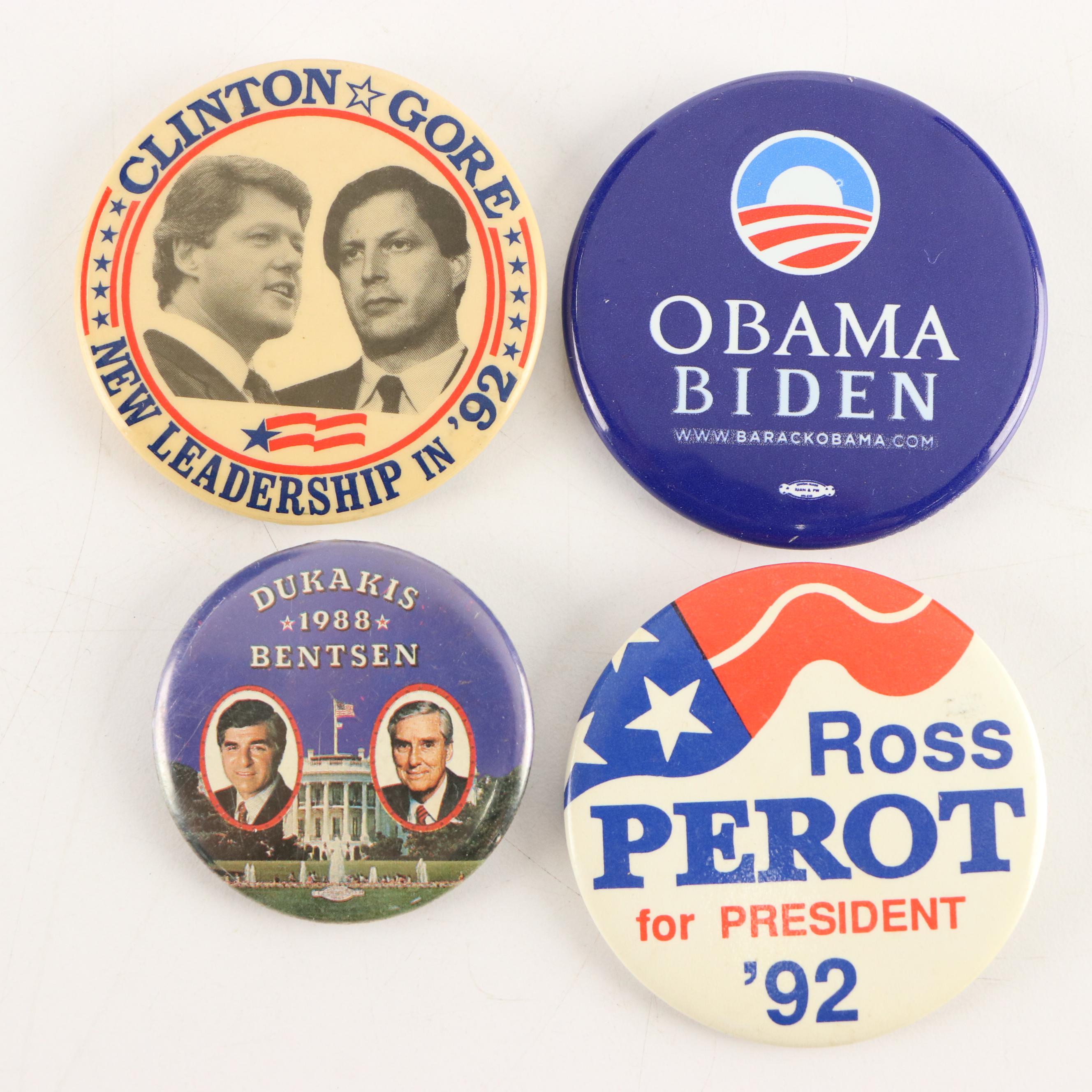Obama & Biden, Bush & Quayle, Perot, Clinton & Gore, More Political Pinbacks