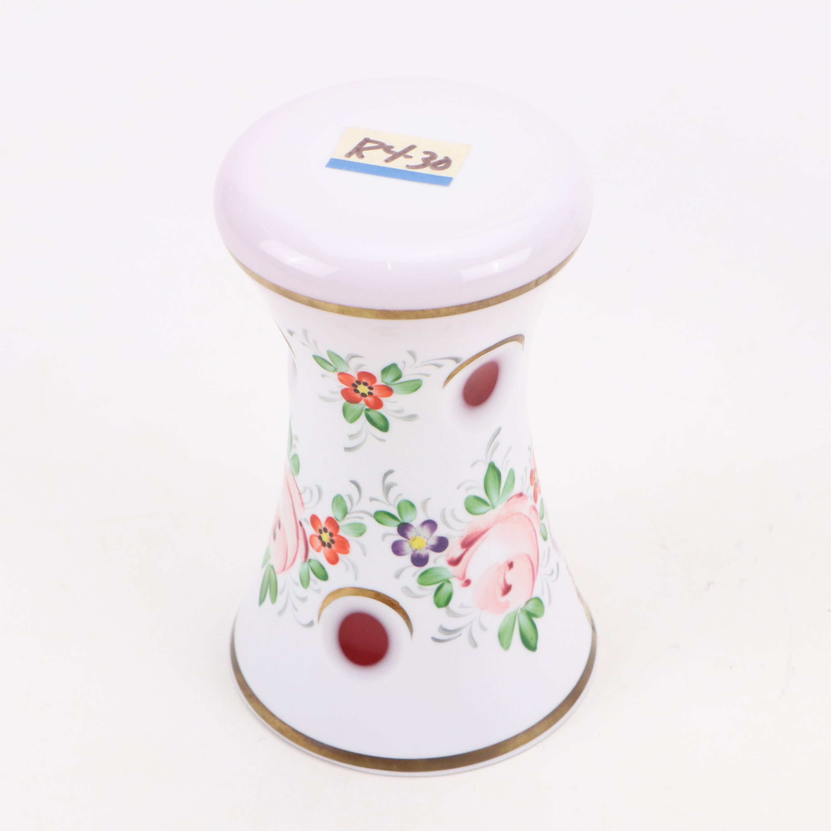 Bohemian Style Painted Cased Glass Vases, 20th Century