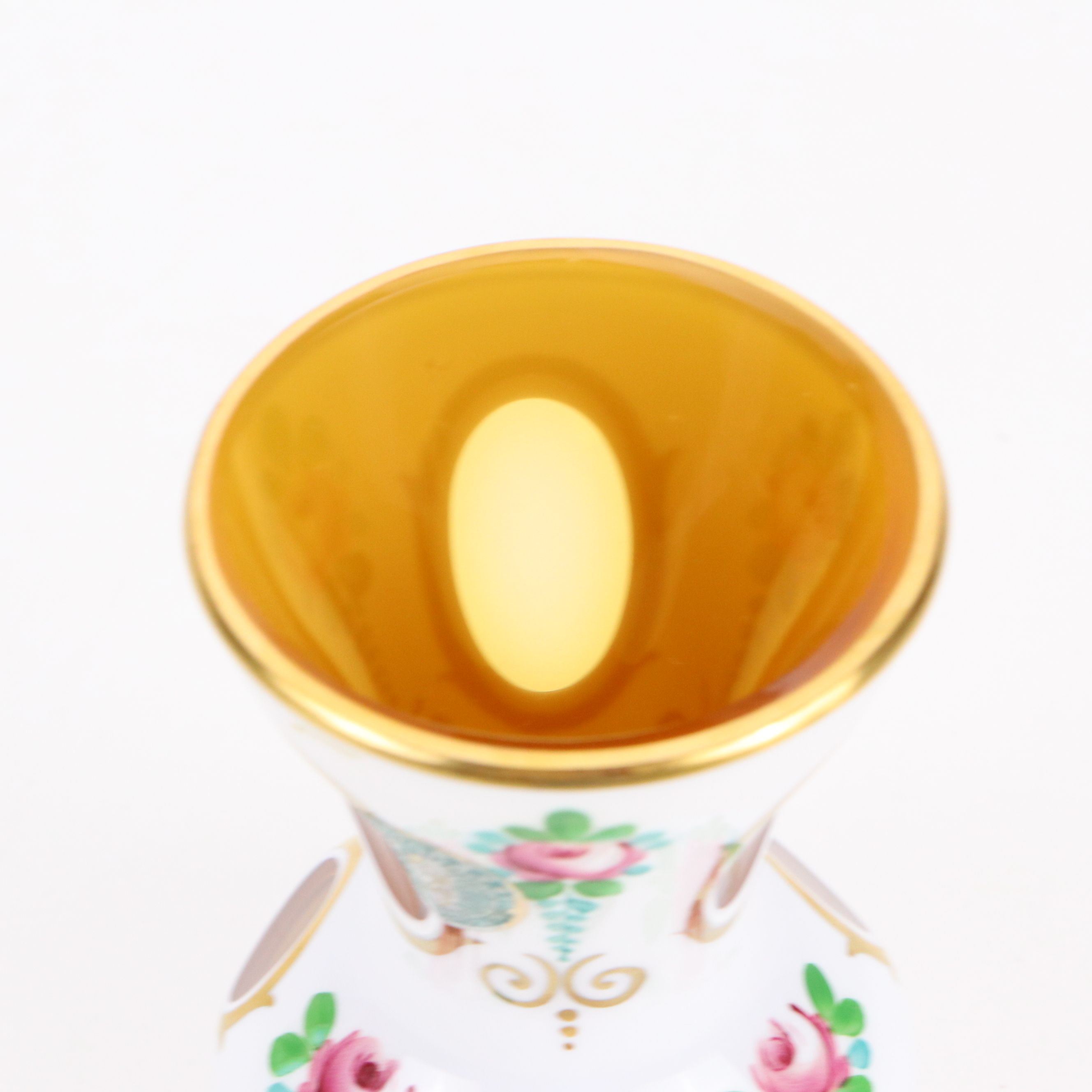 Bohemian Style Painted Cased Glass Vases, 20th Century