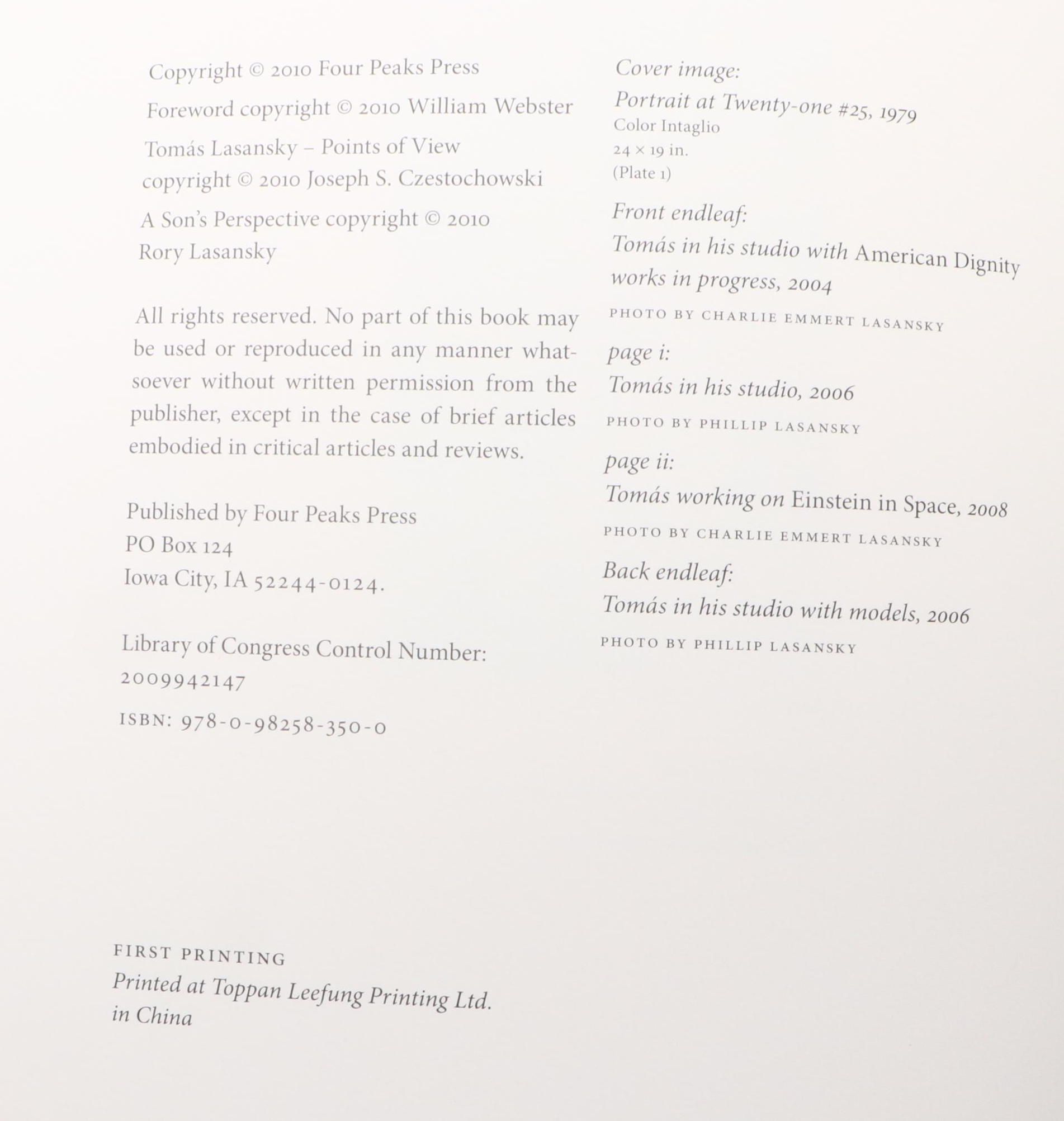 First Edition "Tomás Lasansky: Icons and Muses" by Joseph S. Czestochowski, 2010