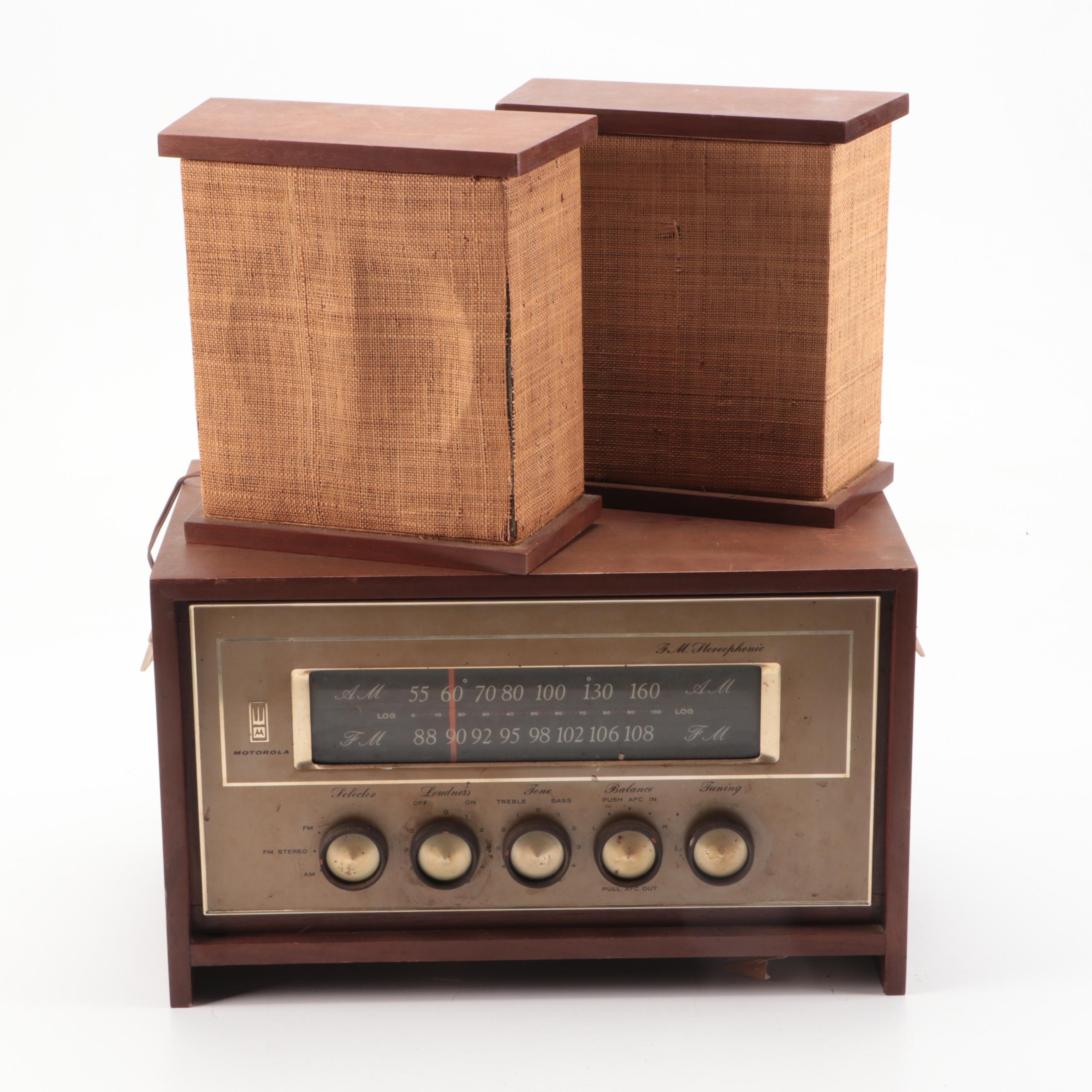 Vintage Motorola B-100W All Tube Radio with Speakers, 1960s