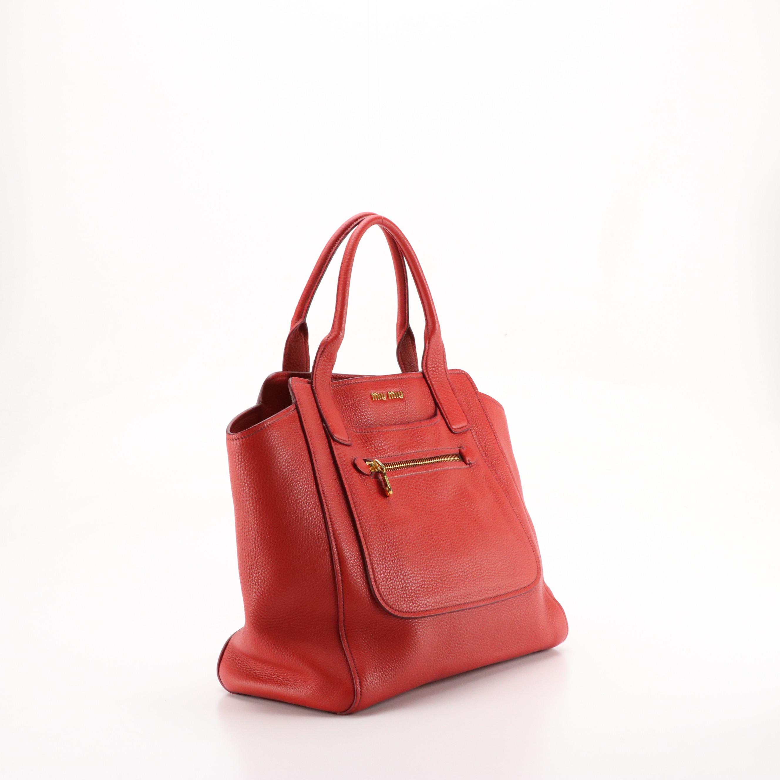 Miu Miu Rosso Vitello Caribu Leather Tote