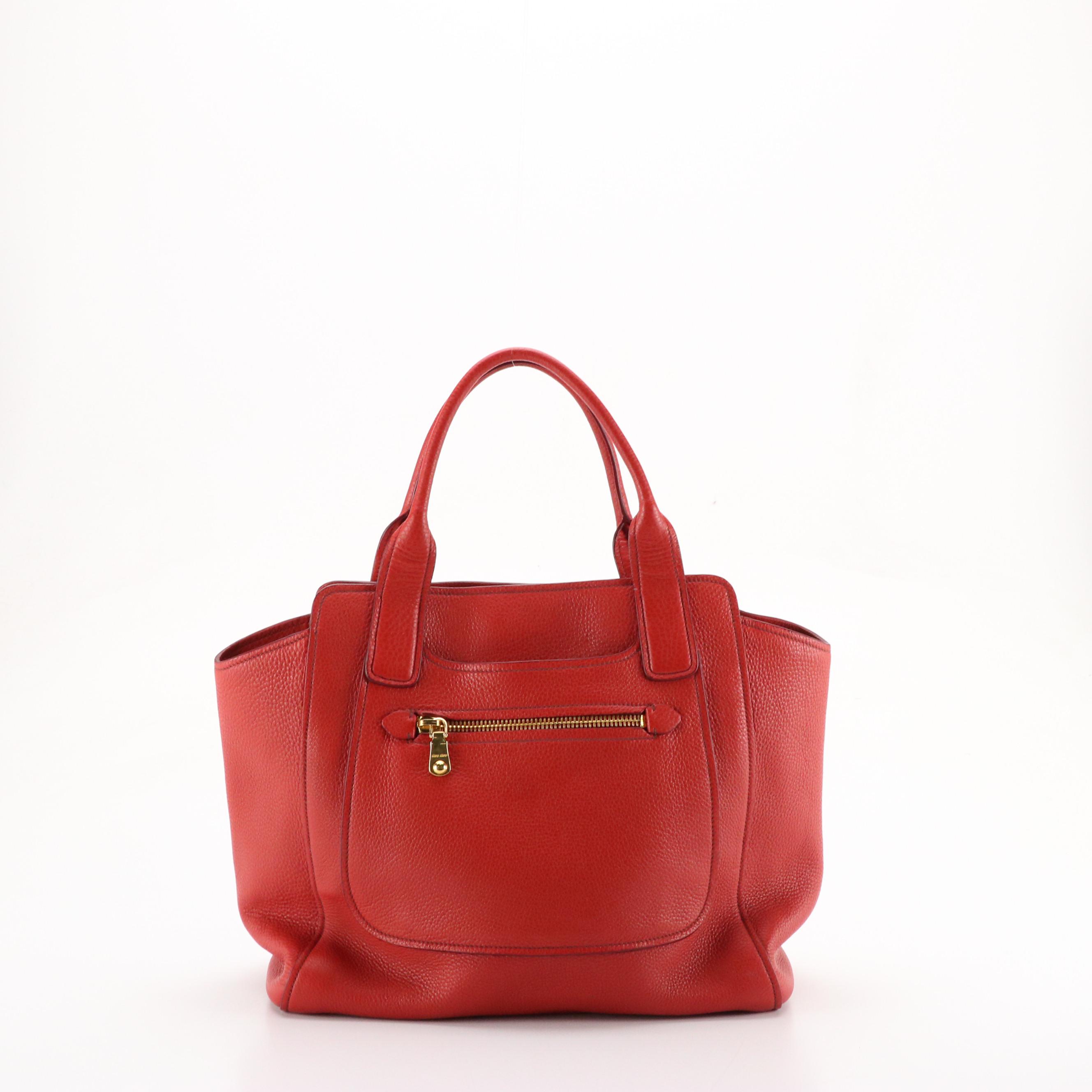 Miu Miu Rosso Vitello Caribu Leather Tote