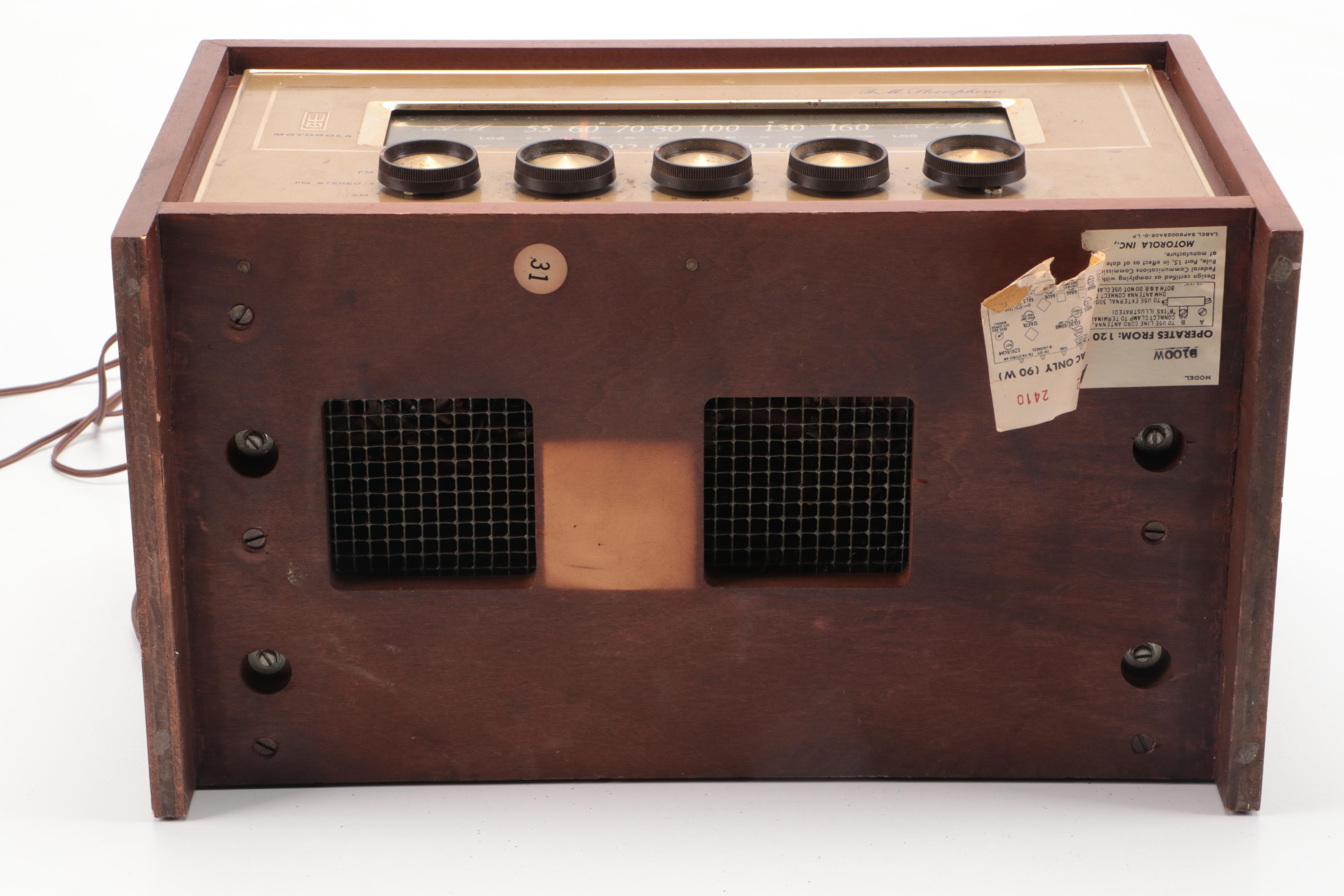 Vintage Motorola B-100W All Tube Radio with Speakers, 1960s