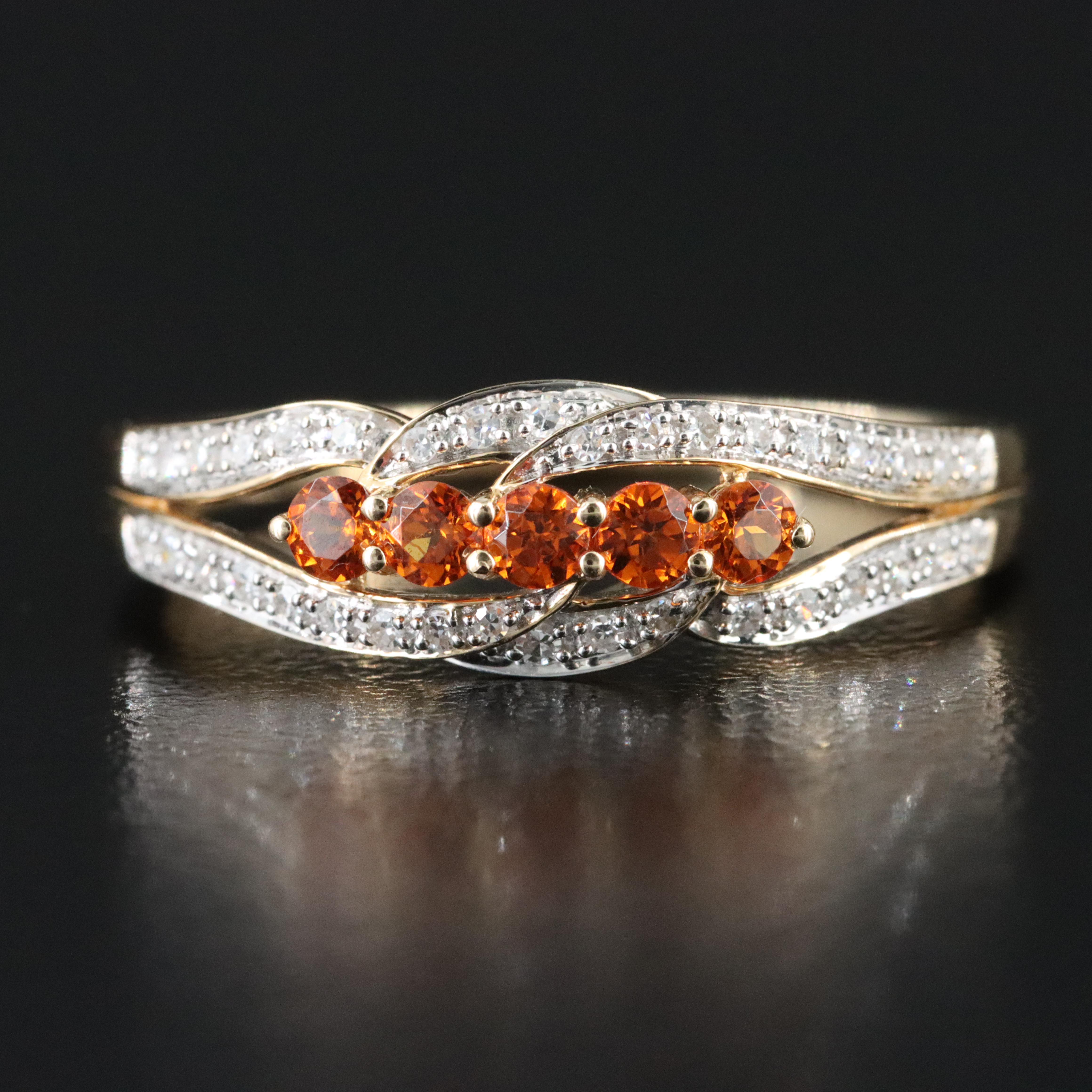 14K Spessartine and Diamond Ring