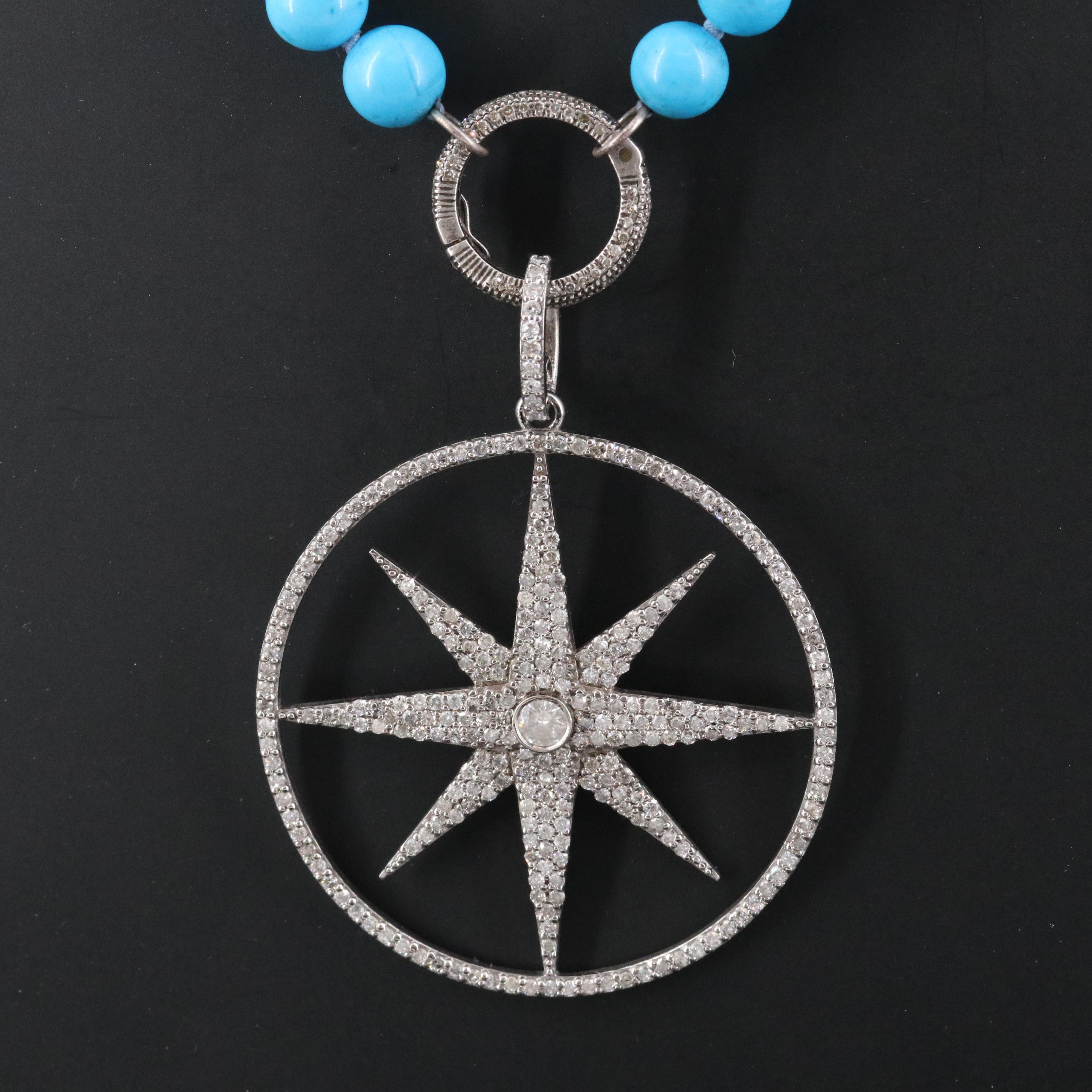 Sheryl Lowe Sterling Howlite Bead Necklace with Diamond Star Pendant