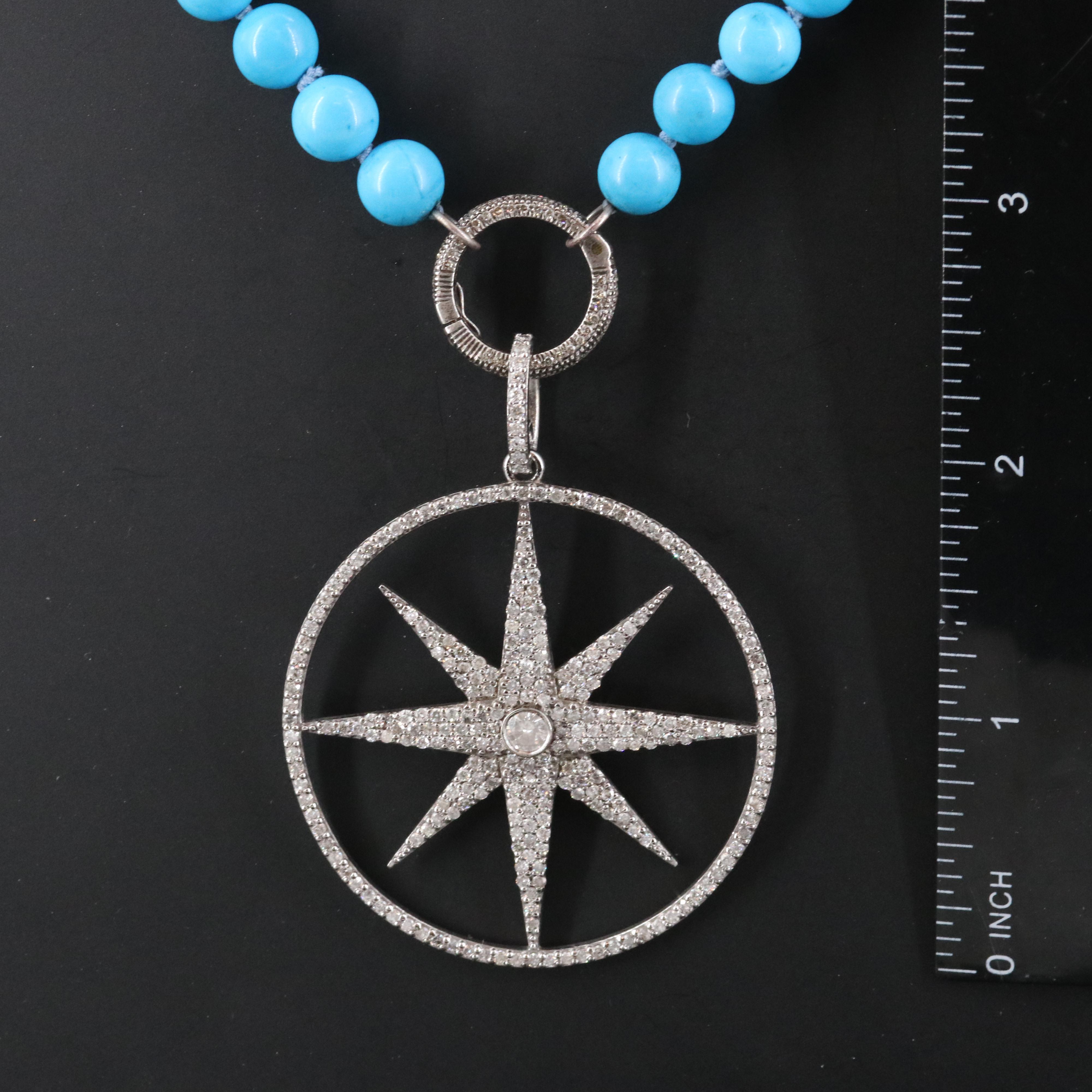 Sheryl Lowe Sterling Howlite Bead Necklace with Diamond Star Pendant