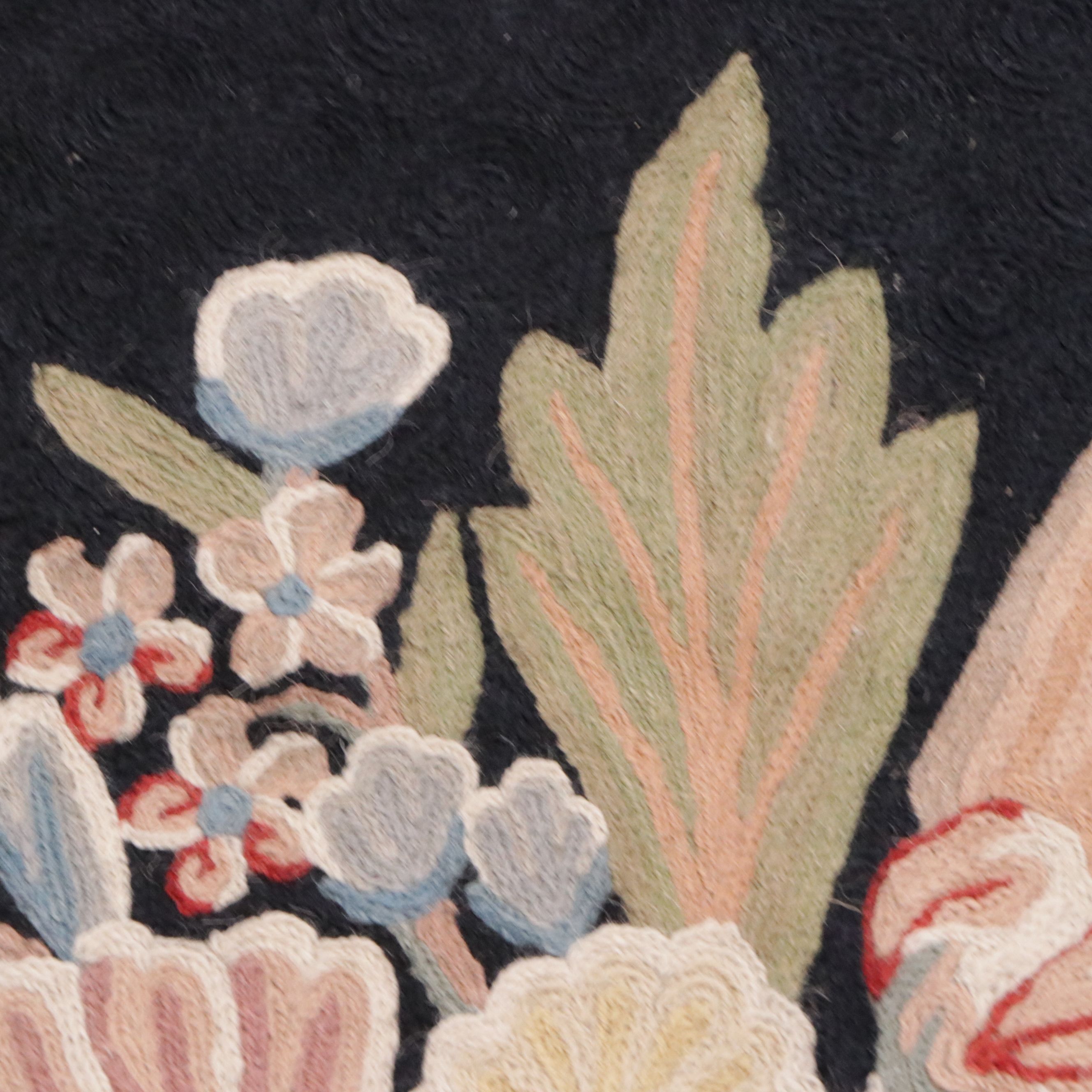 7'9 x 9'11 Handmade Indian Chain-Stitched Floral Area Rug