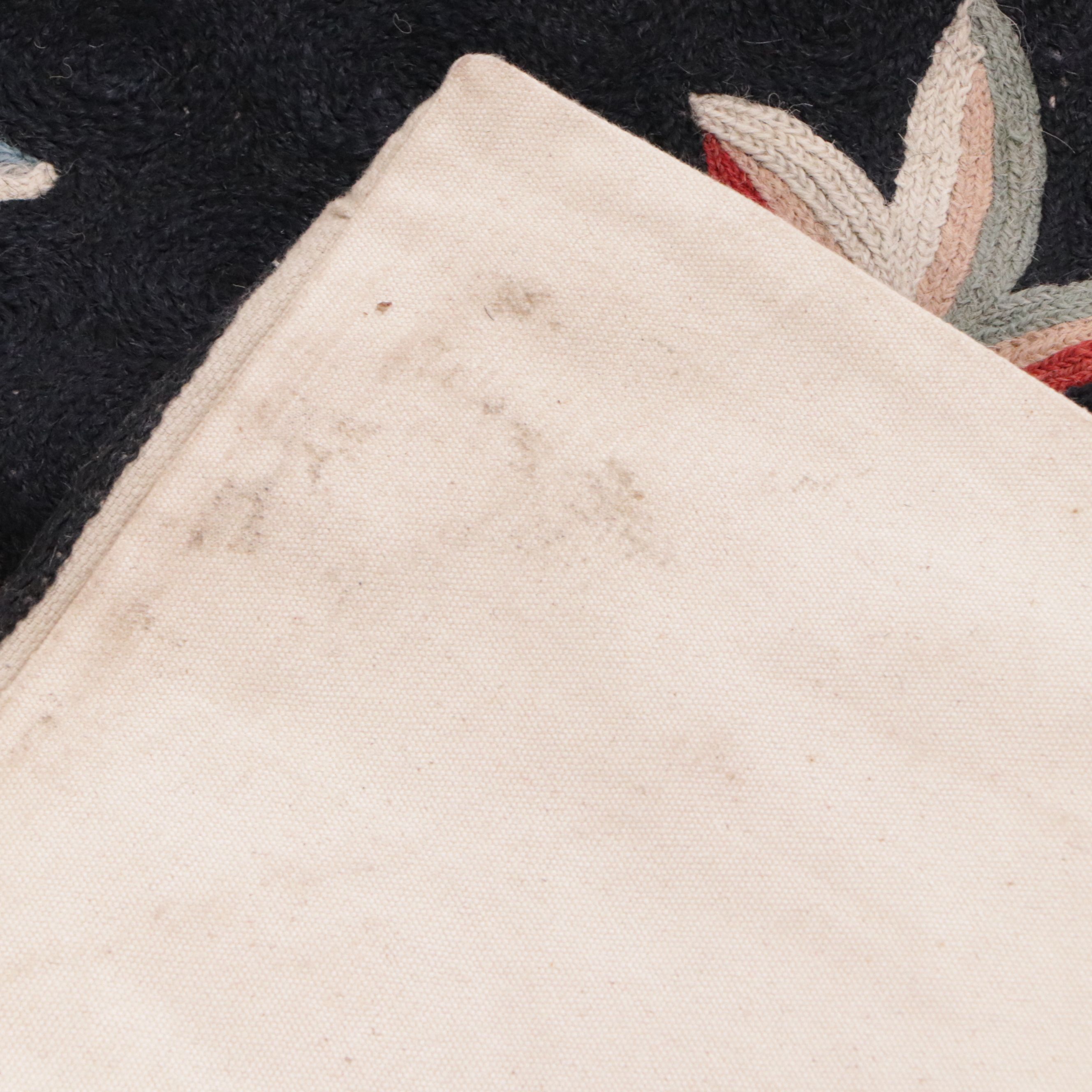 7'9 x 9'11 Handmade Indian Chain-Stitched Floral Area Rug