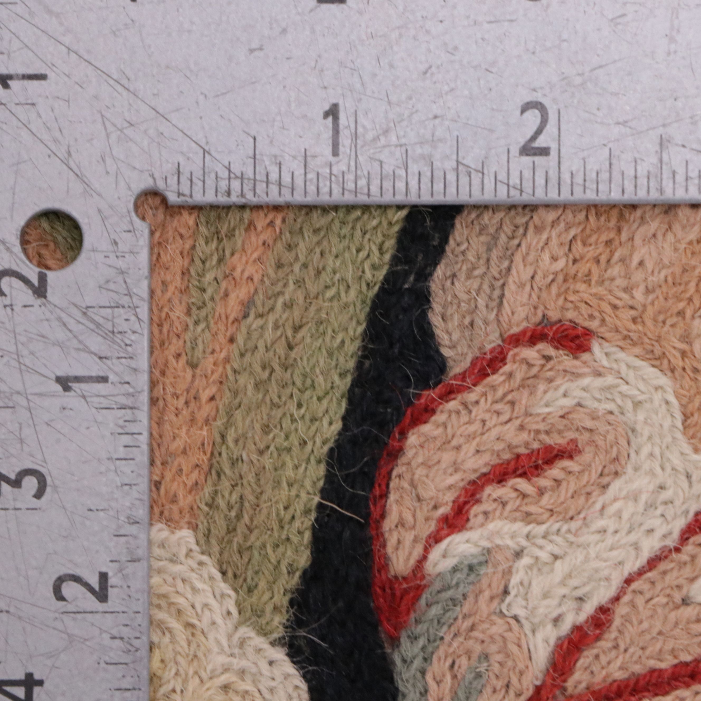 7'9 x 9'11 Handmade Indian Chain-Stitched Floral Area Rug