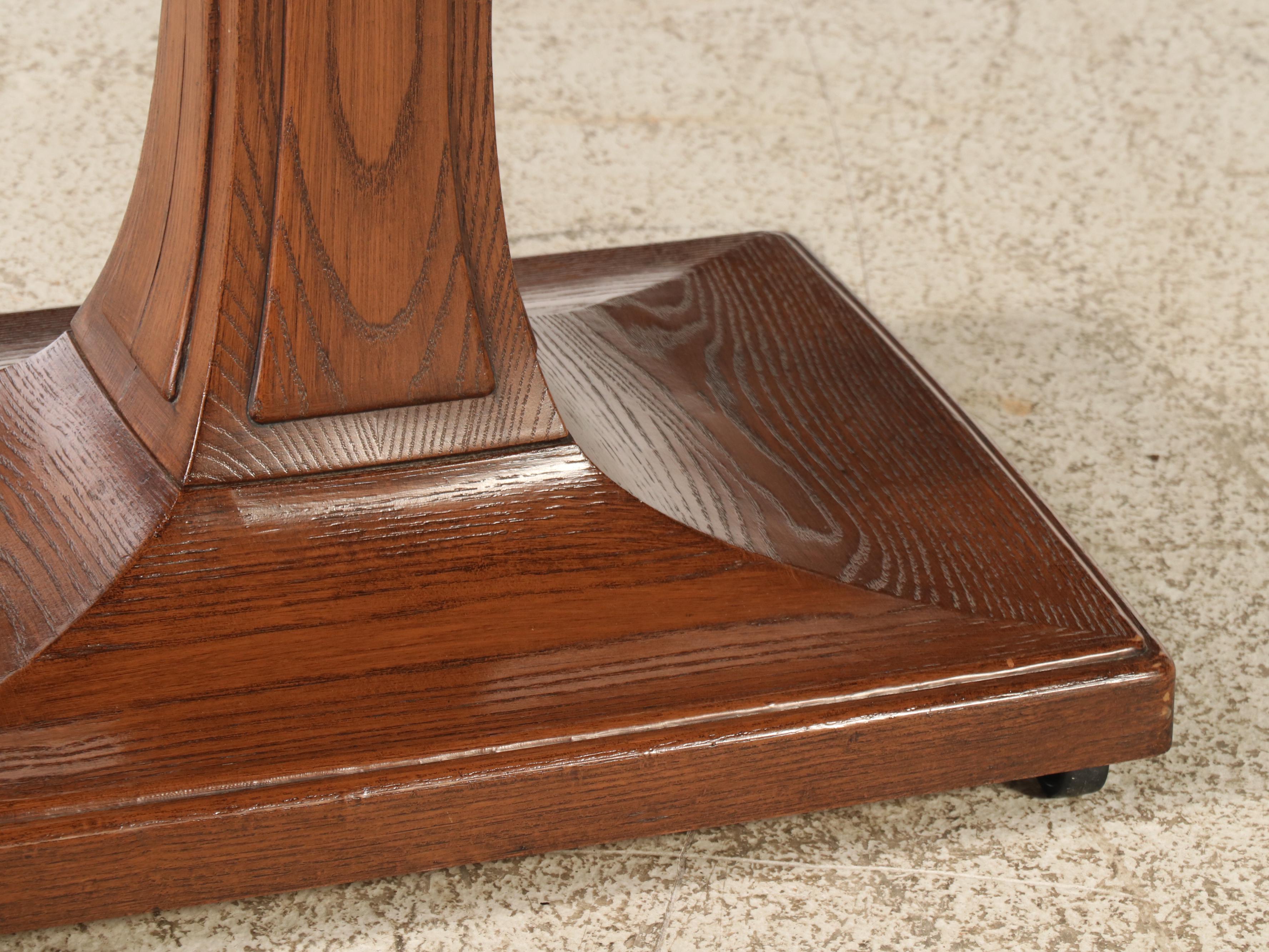 Gusdorf Oak and Faux Bois Rolling TV Stand, 1970s