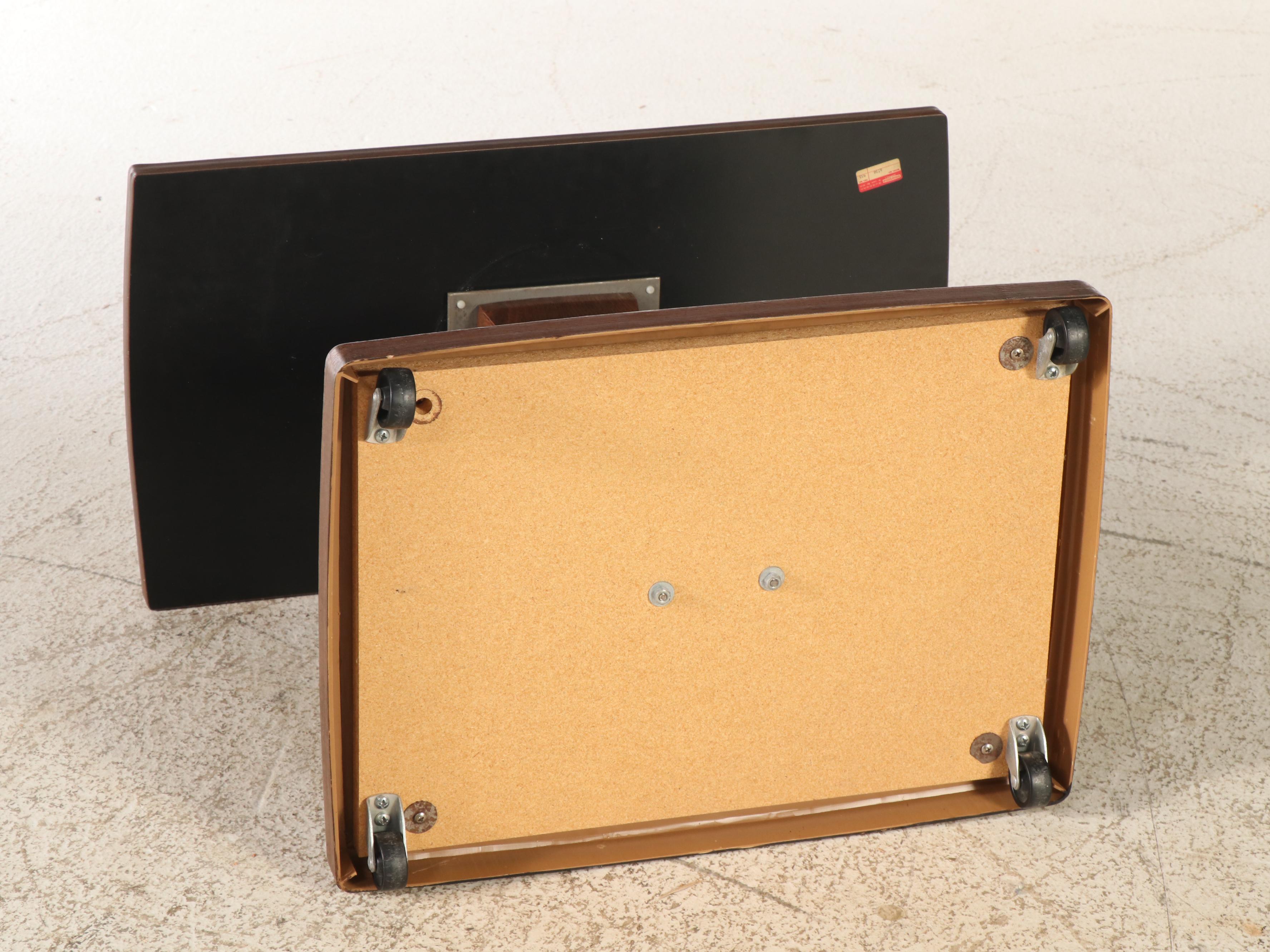 Gusdorf Oak and Faux Bois Rolling TV Stand, 1970s