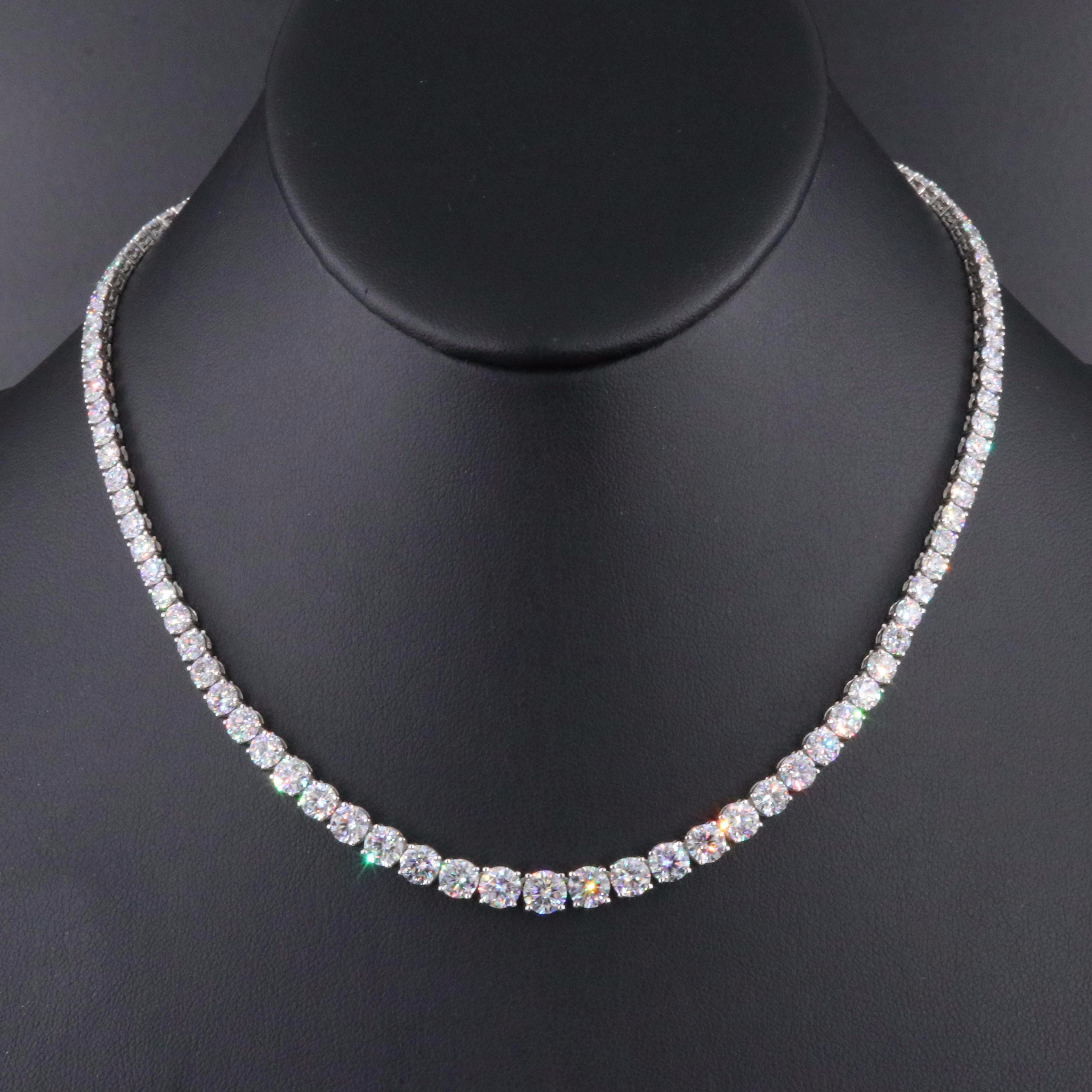 Platinum 24.22 CTW Lab Grown Diamond Graduated Riviera Necklace