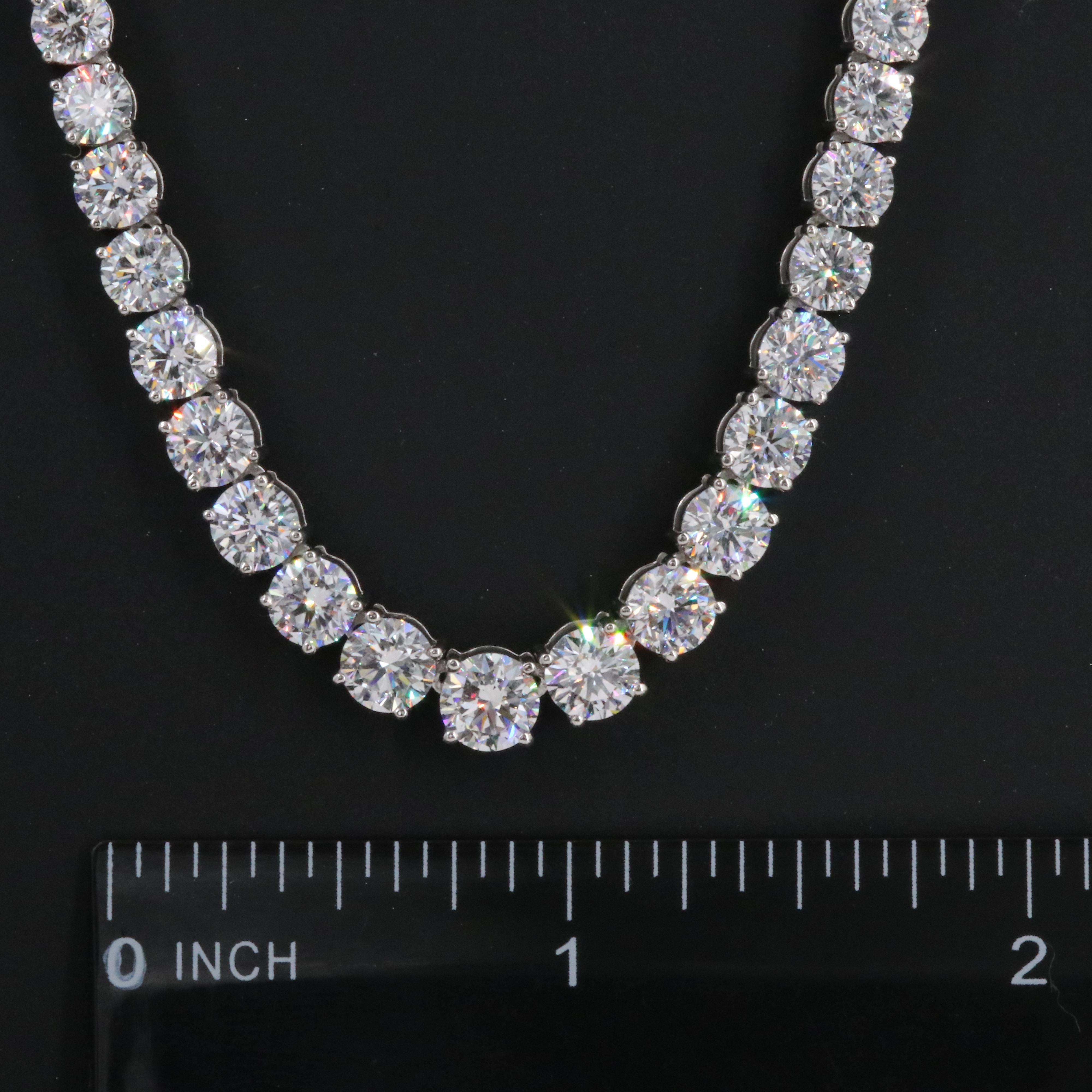 Platinum 24.22 CTW Lab Grown Diamond Graduated Riviera Necklace