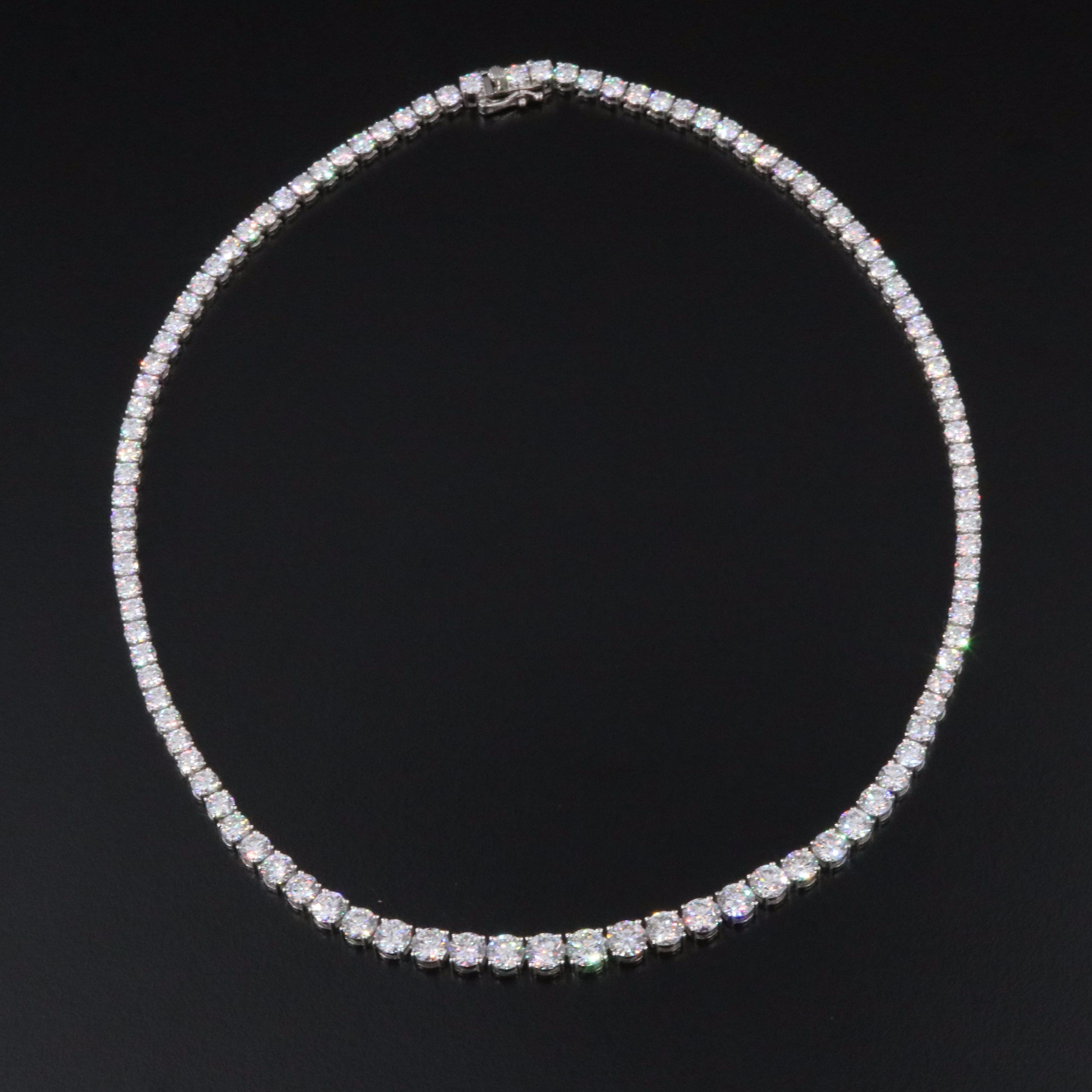 Platinum 24.22 CTW Lab Grown Diamond Graduated Riviera Necklace