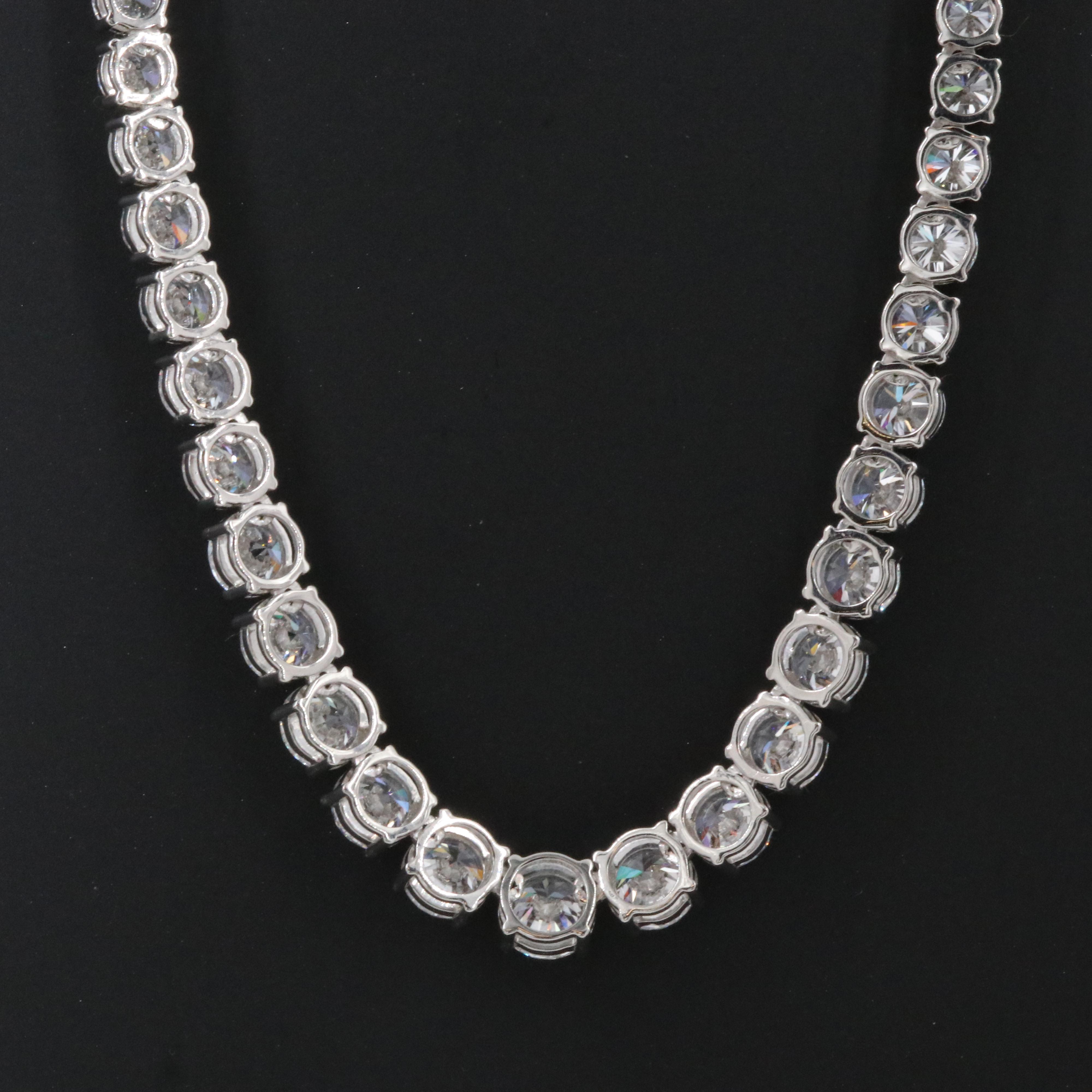 Platinum 24.22 CTW Lab Grown Diamond Graduated Riviera Necklace