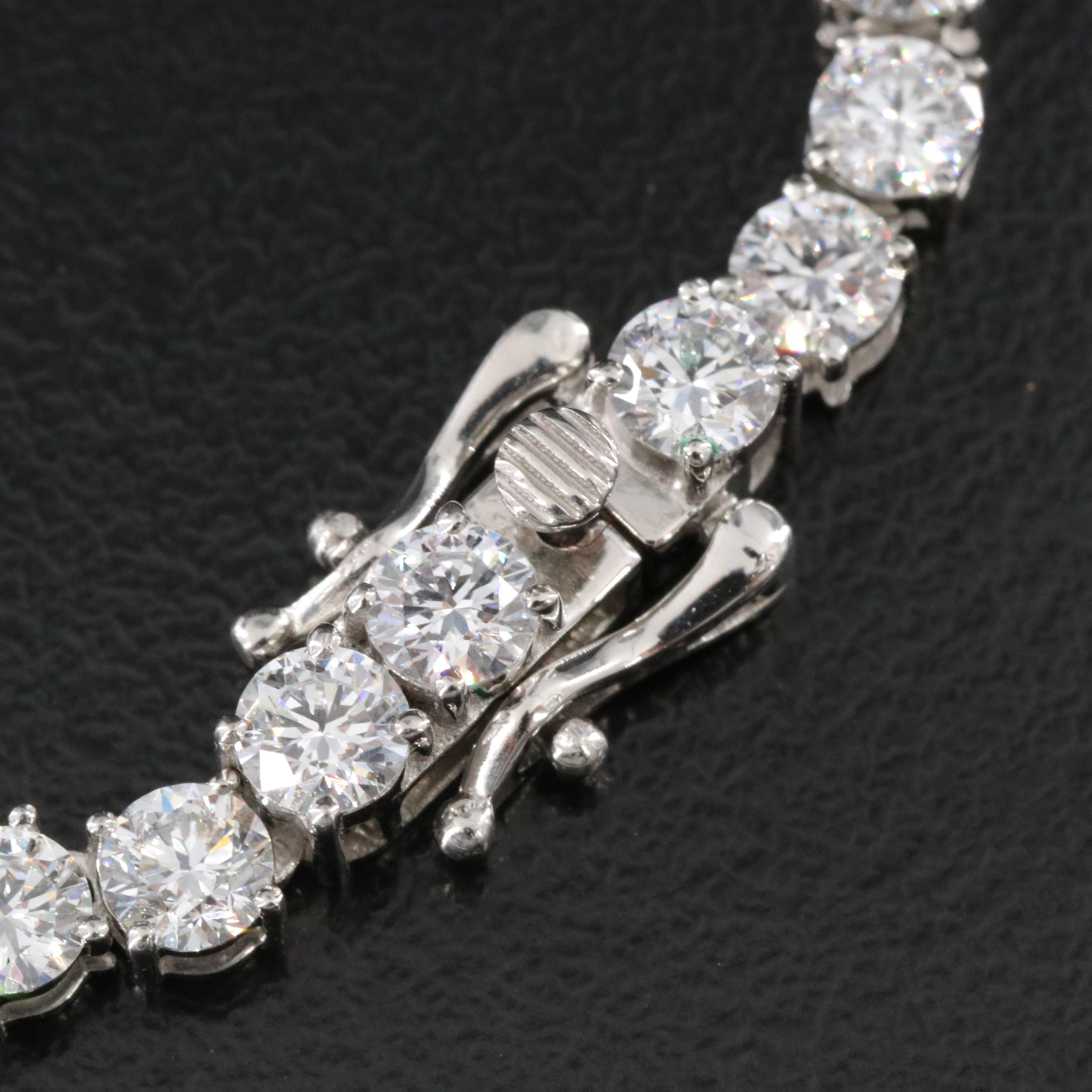 Platinum 24.22 CTW Lab Grown Diamond Graduated Riviera Necklace