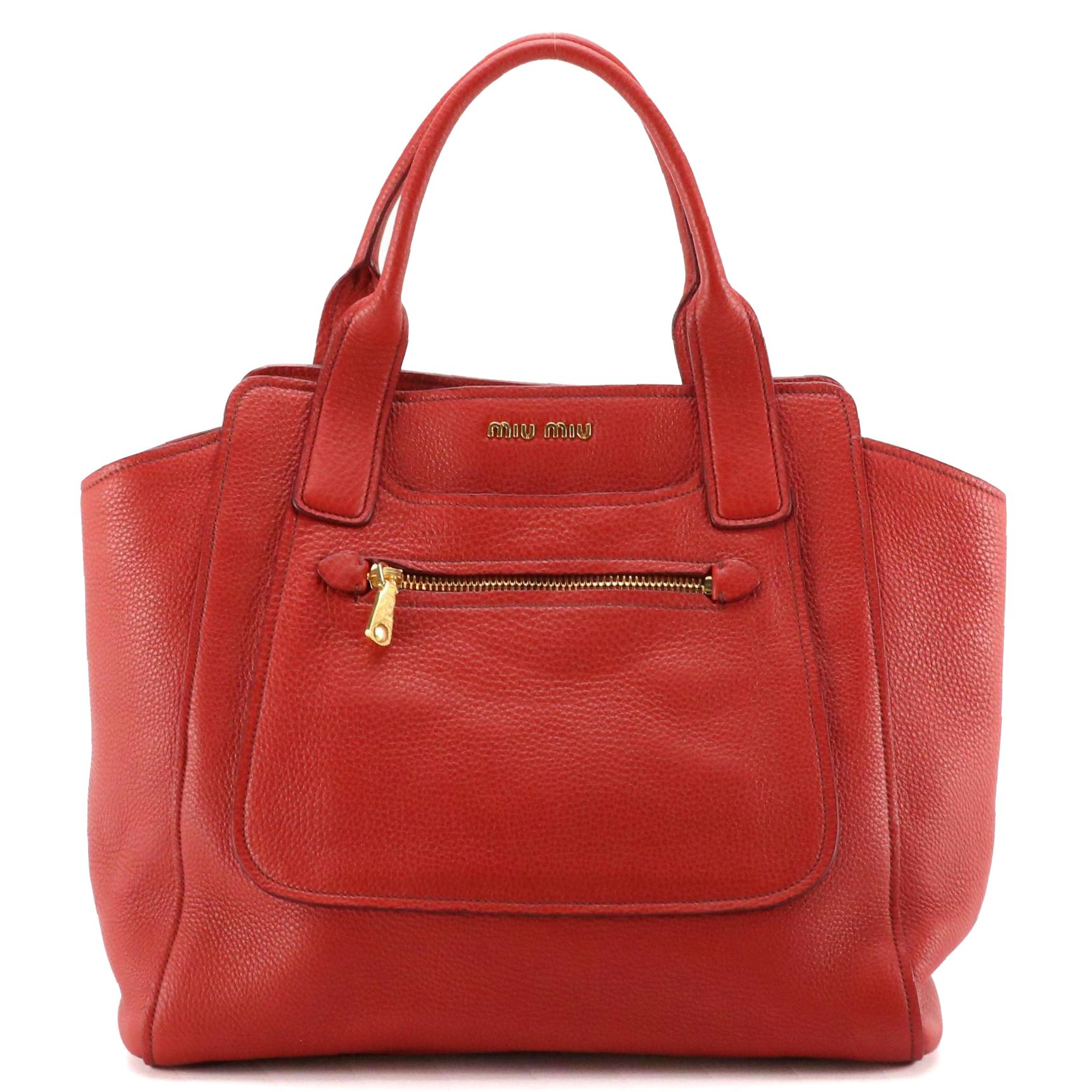 Miu Miu Rosso Vitello Caribu Leather Tote