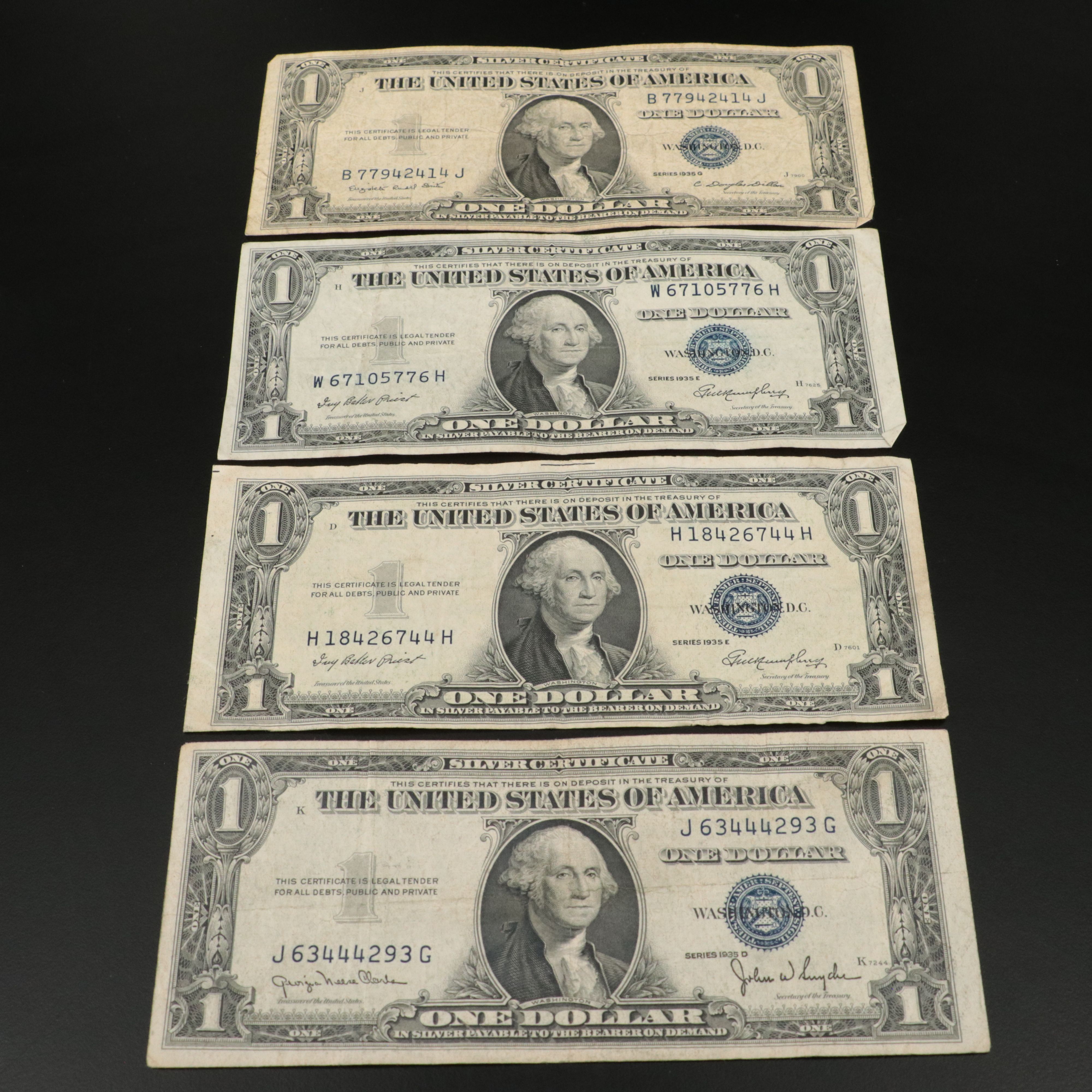 Collection of 75 Assorted 1935 and 1957 One Dollar Silver Certificates