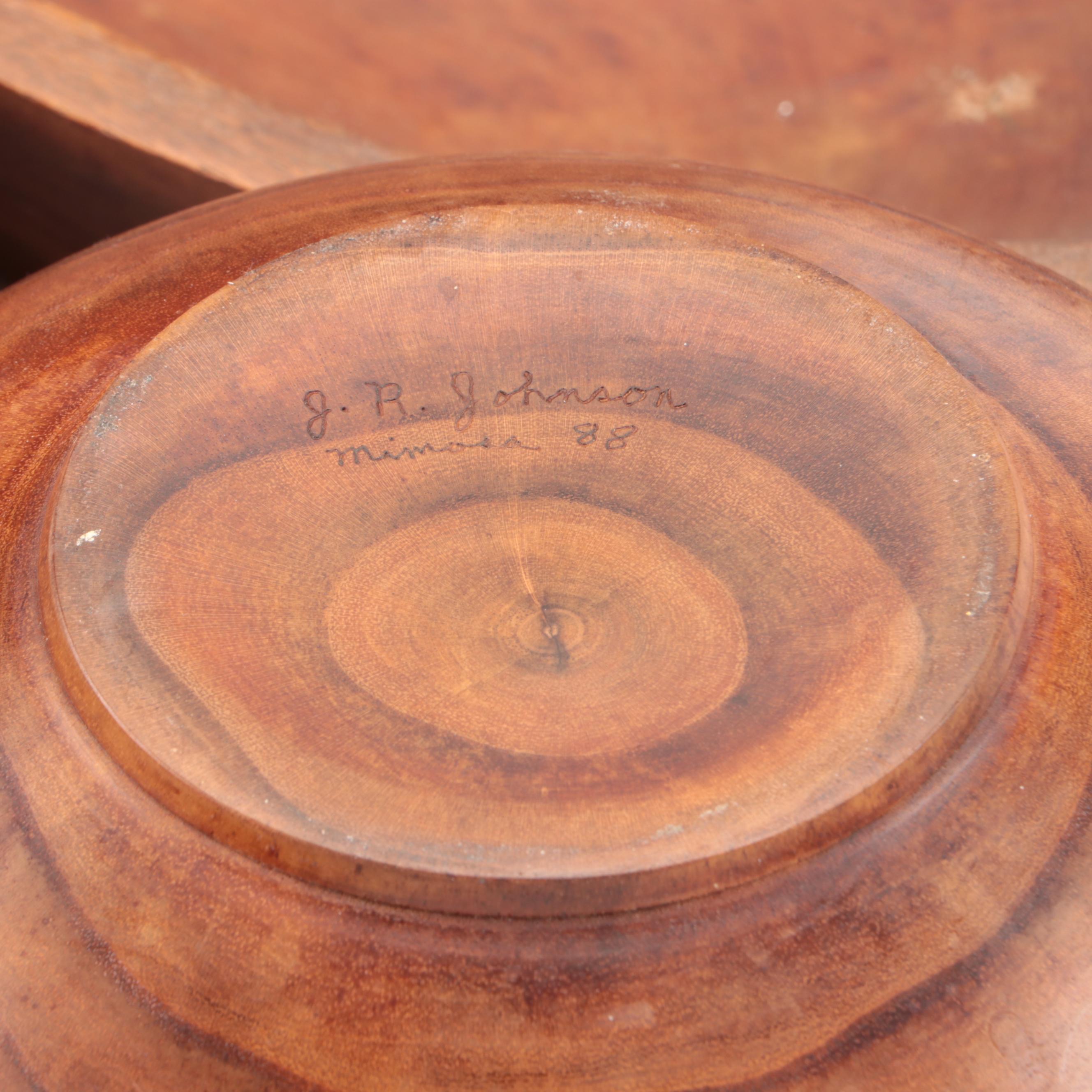 J. R. Johnson Mimosa Turned Wood Vessel with Chip Carved Bowls and More