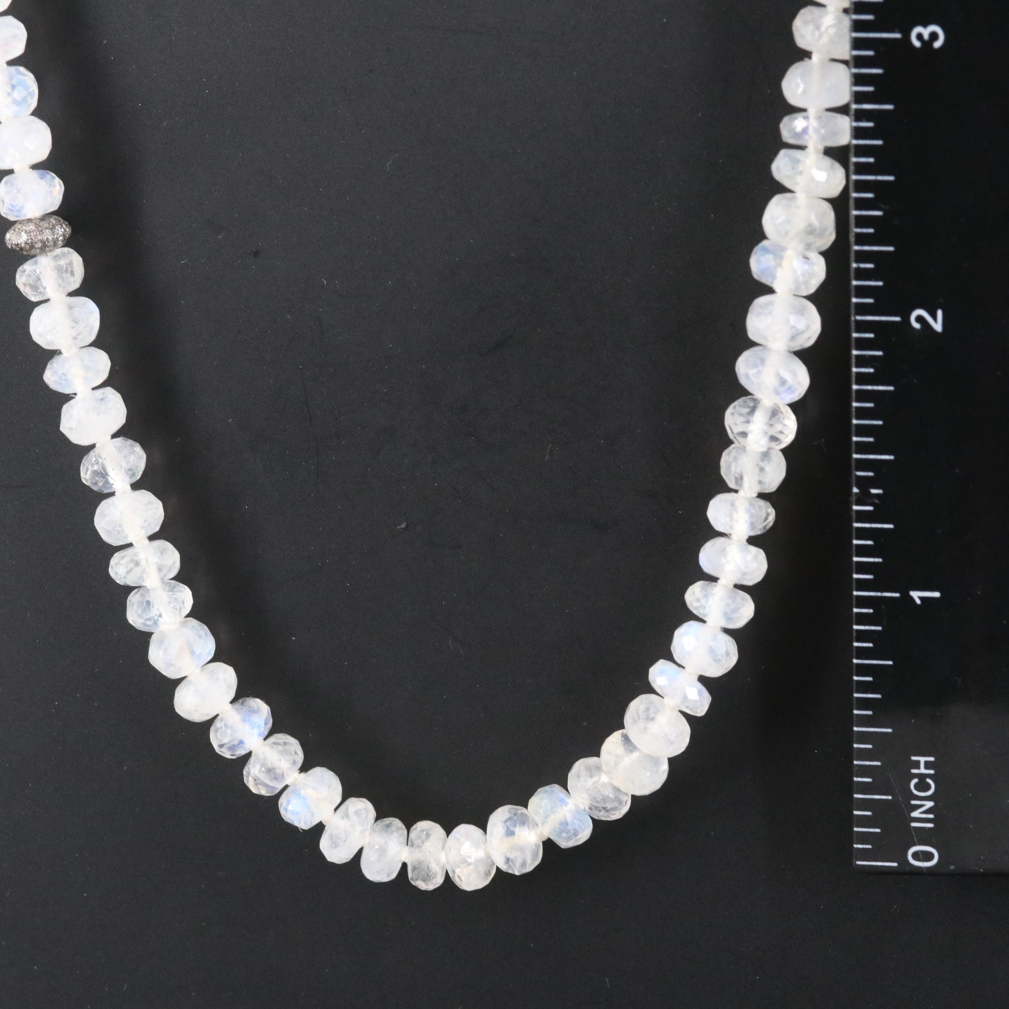 Sheryl Lowe Sterling Rainbow Moonstone and Diamond Accented Necklace