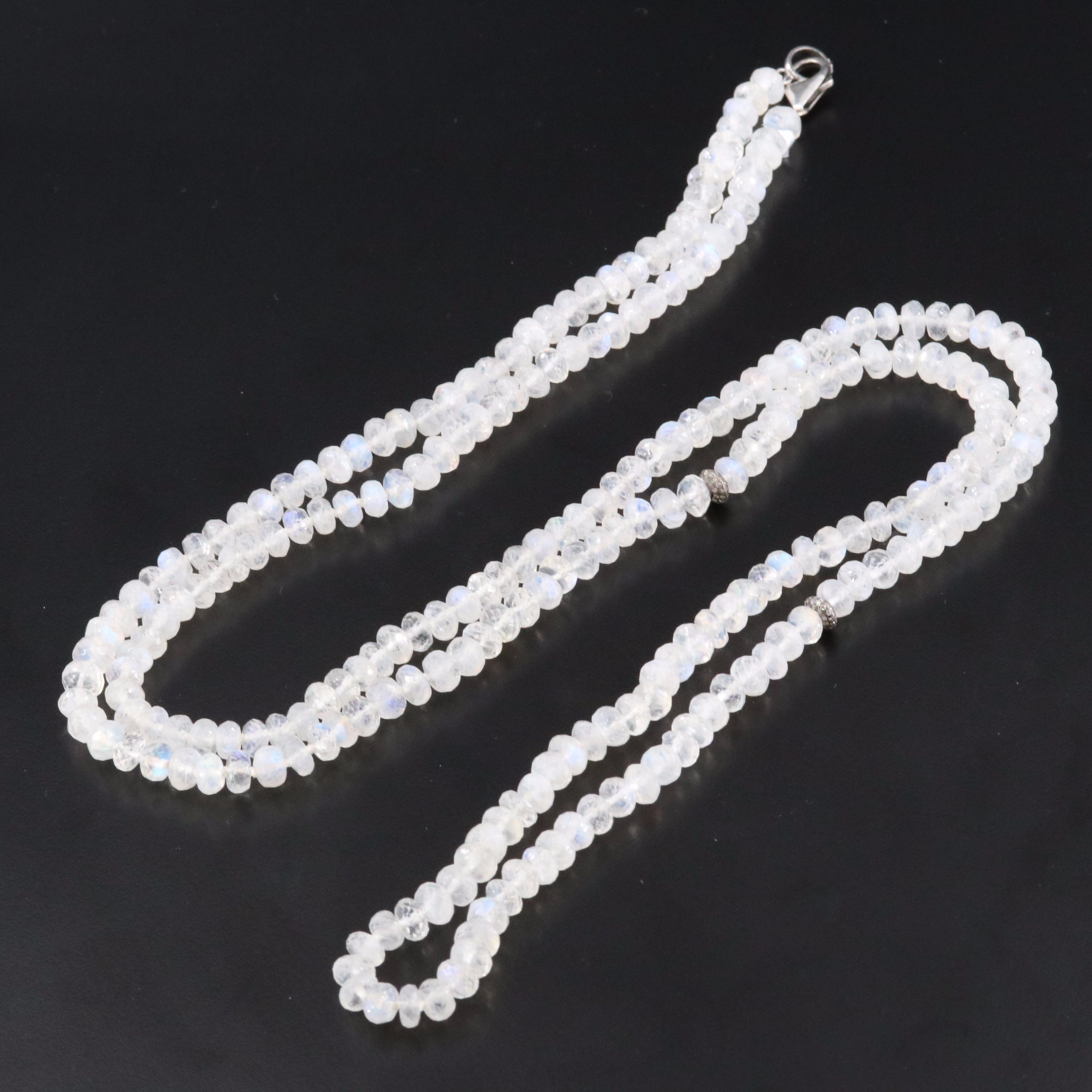 Sheryl Lowe Sterling Rainbow Moonstone and Diamond Accented Necklace